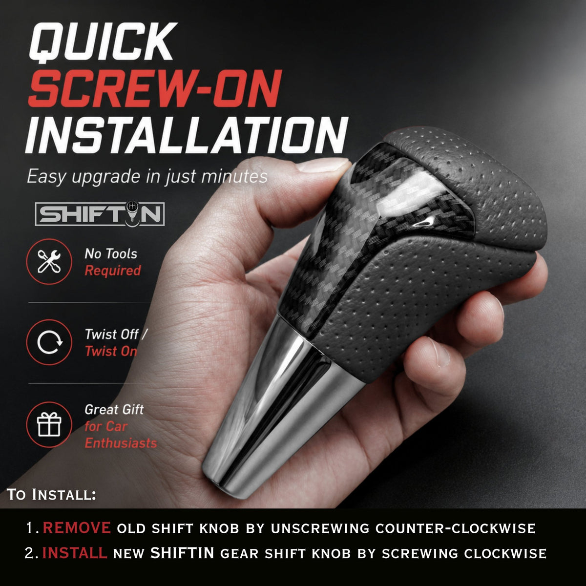 SHIFTIN-Car-Gear-Shift-Knob-Gearbox-Shifter-Head-for-Toyota-Land-Cruiser-FJ-4Runner-Sequoia-Tundra-Tacoma-Highlander-Fortuner-Hilux-Rav4-Prius-C-Lexus-LX-SUVs-Black-Leather-Carbon