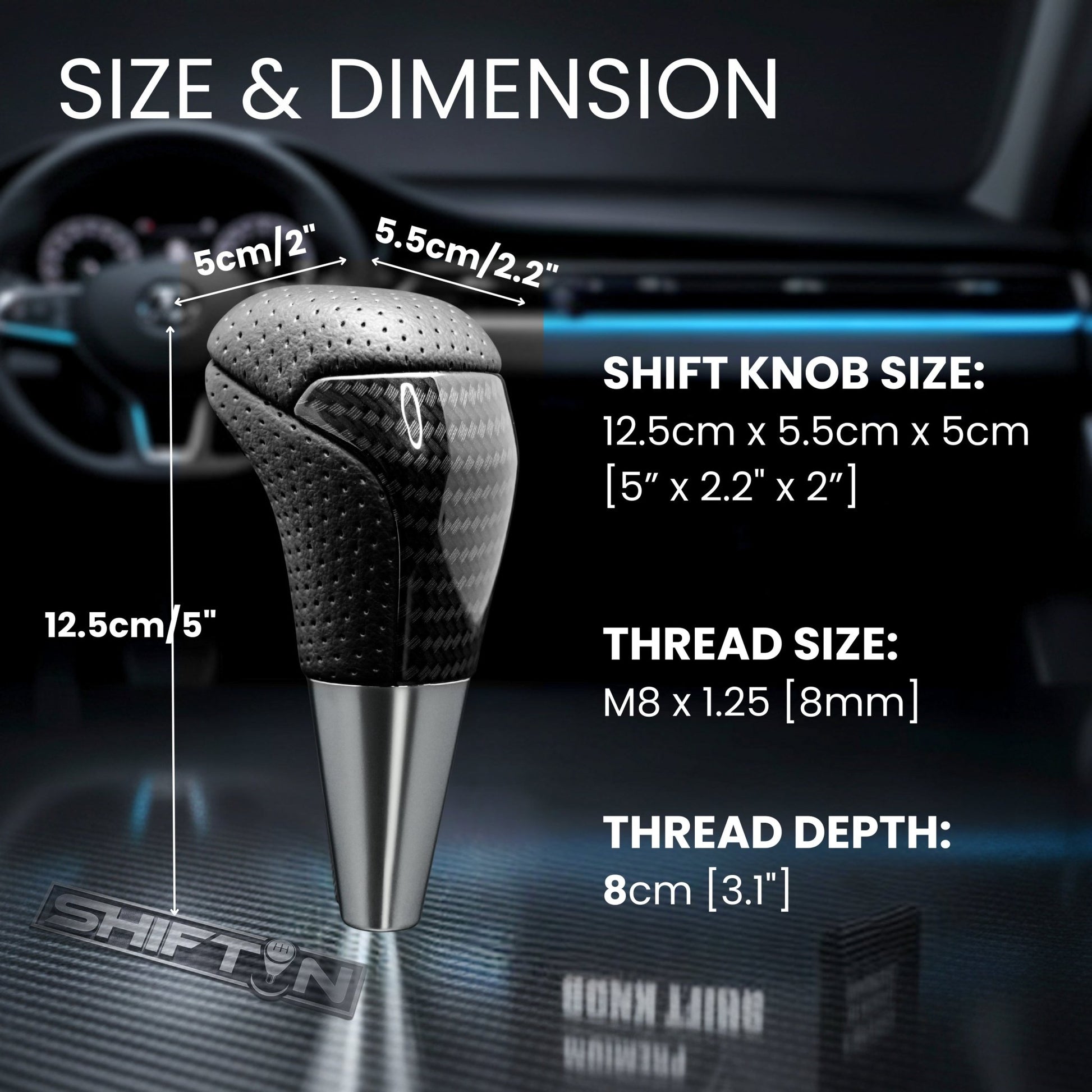 SHIFTIN-Car-Gear-Shift-Knob-Gearbox-Shifter-Head-for-Toyota-Land-Cruiser-FJ-4Runner-Sequoia-Tundra-Tacoma-Highlander-Fortuner-Hilux-Rav4-Prius-C-Lexus-LX-SUVs-Black-Leather-Carbon