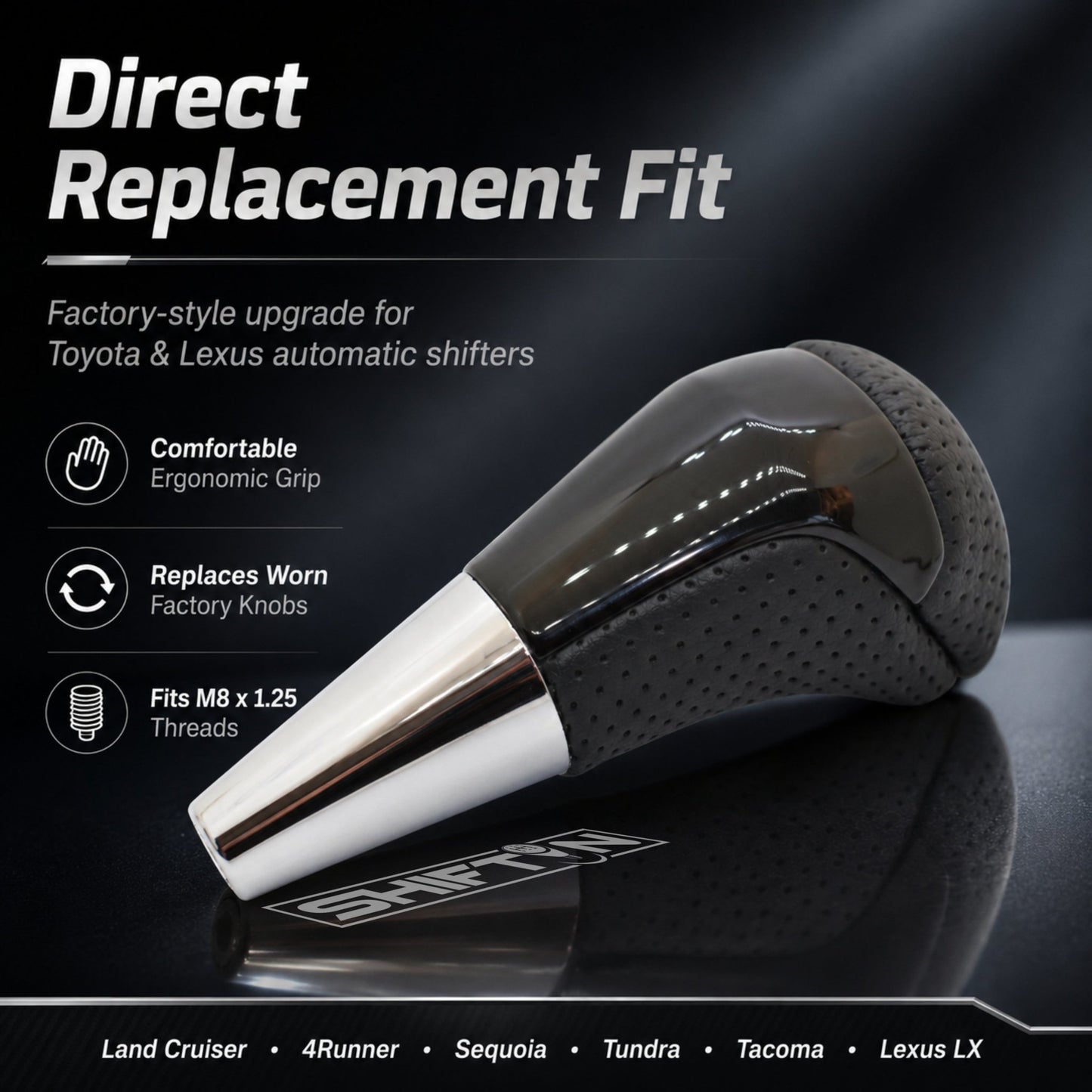 SHIFTIN-Car-Gear-Shift-Knob-Gearbox-Shifter-Head-for-Toyota-Land-Cruiser-FJ-4Runner-Sequoia-Tundra-Tacoma-Highlander-Fortuner-Hilux-Rav4-Prius-C-Lexus-LX-SUVs-Black-Leather-Piano