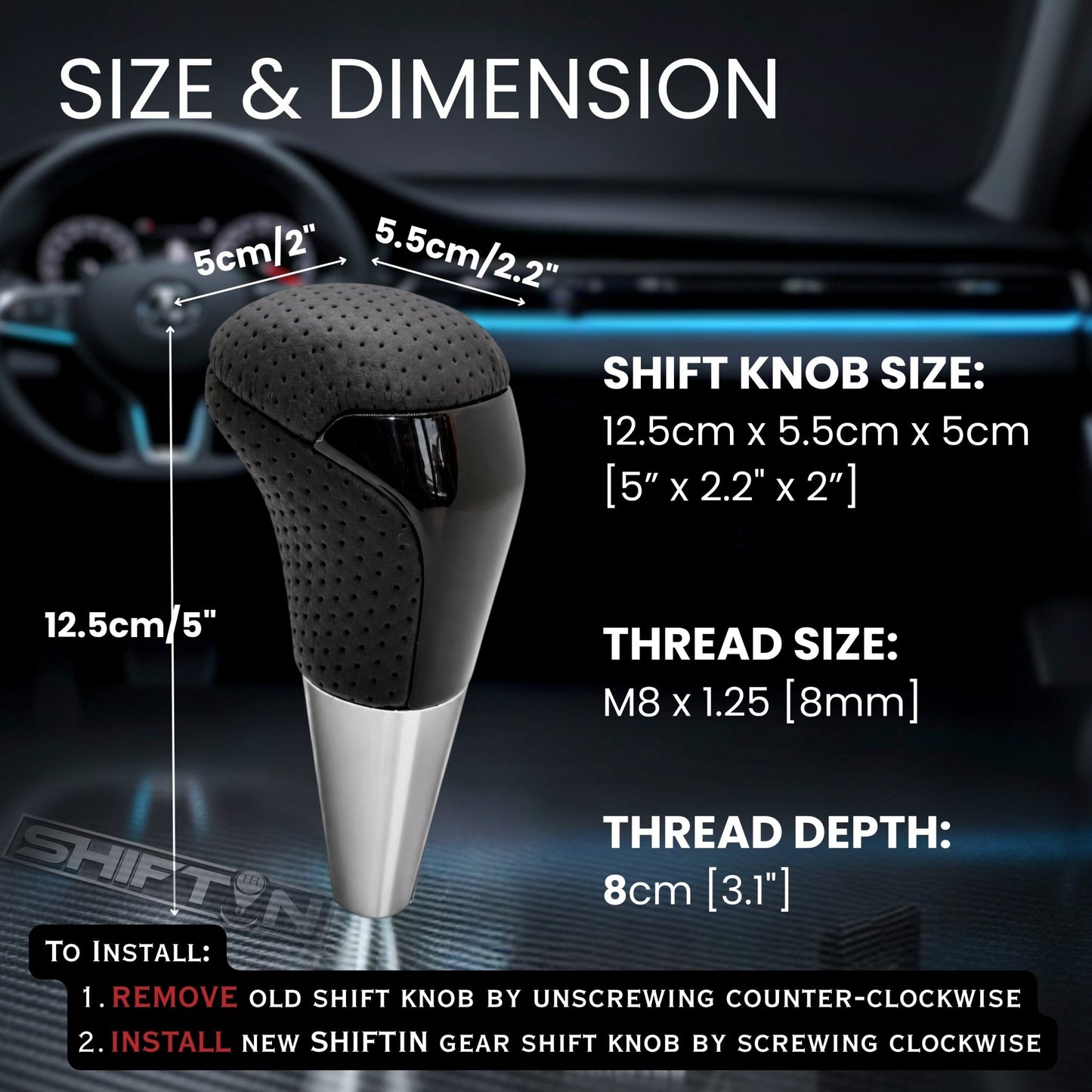 SHIFTIN-Car-Gear-Shift-Knob-Gearbox-Shifter-Head-for-Toyota-Land-Cruiser-FJ-4Runner-Sequoia-Tundra-Tacoma-Highlander-Fortuner-Hilux-Rav4-Prius-C-Lexus-LX-SUVs-Black-Leather-Piano
