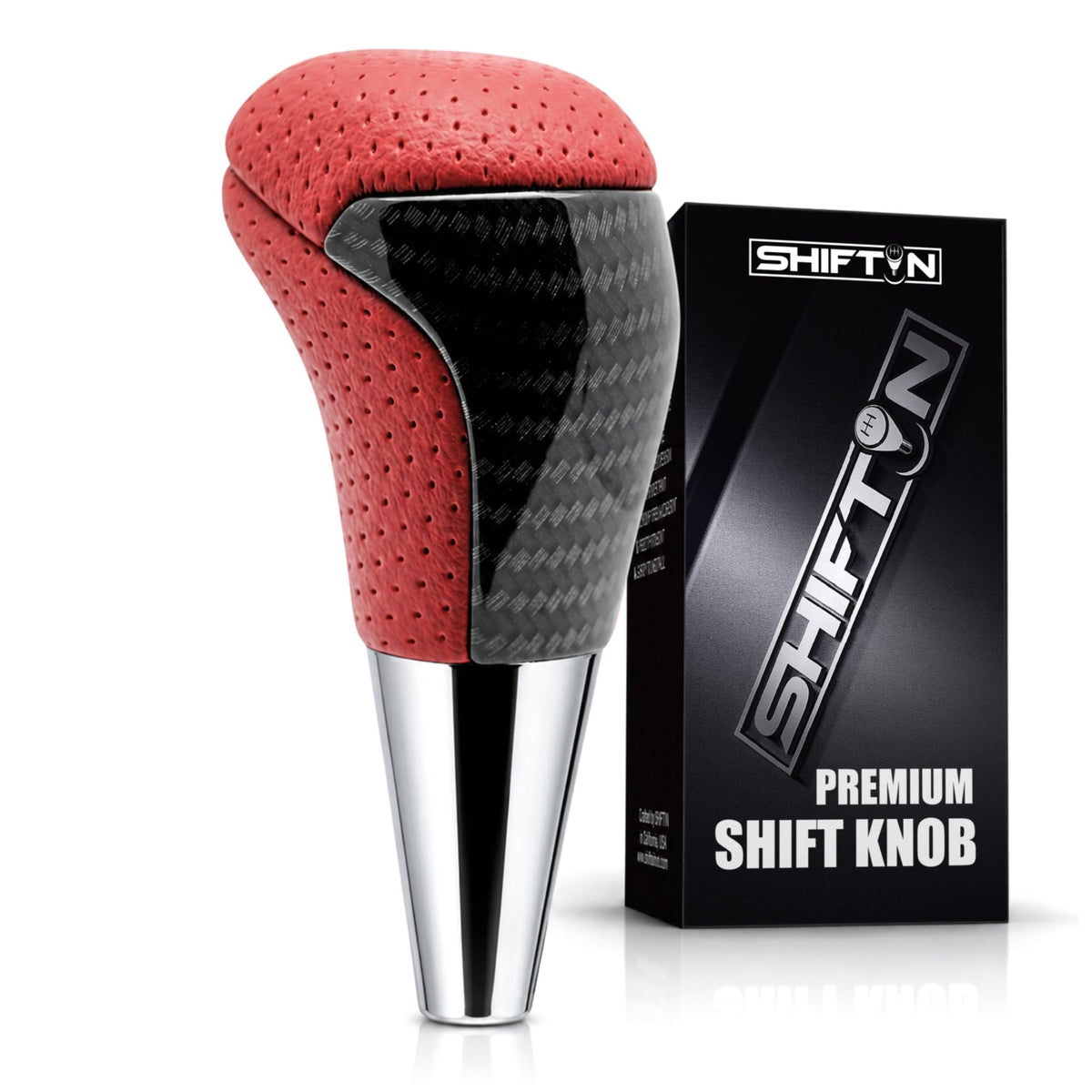 SHIFTIN-Car-Gear-Shift-Knob-Gearbox-Shifter-Head-for-Toyota-Land-Cruiser-FJ-4Runner-Sequoia-Tundra-Tacoma-Highlander-Fortuner-Hilux-Rav4-Prius-C-Lexus-LX-SUVs-Red-Leather-Carbon