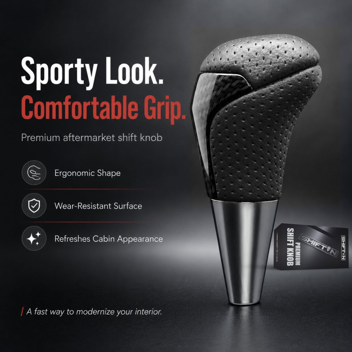 SHIFTIN-Car-Gear-Shift-Knob-Gearbox-Shifter-Head-for-Toyota-Land-Cruiser-FJ-4Runner-Sequoia-Tundra-Tacoma-Highlander-Fortuner-Hilux-Rav4-Prius-C-Lexus-LX-SUVs-Black-Leather-Carbon
