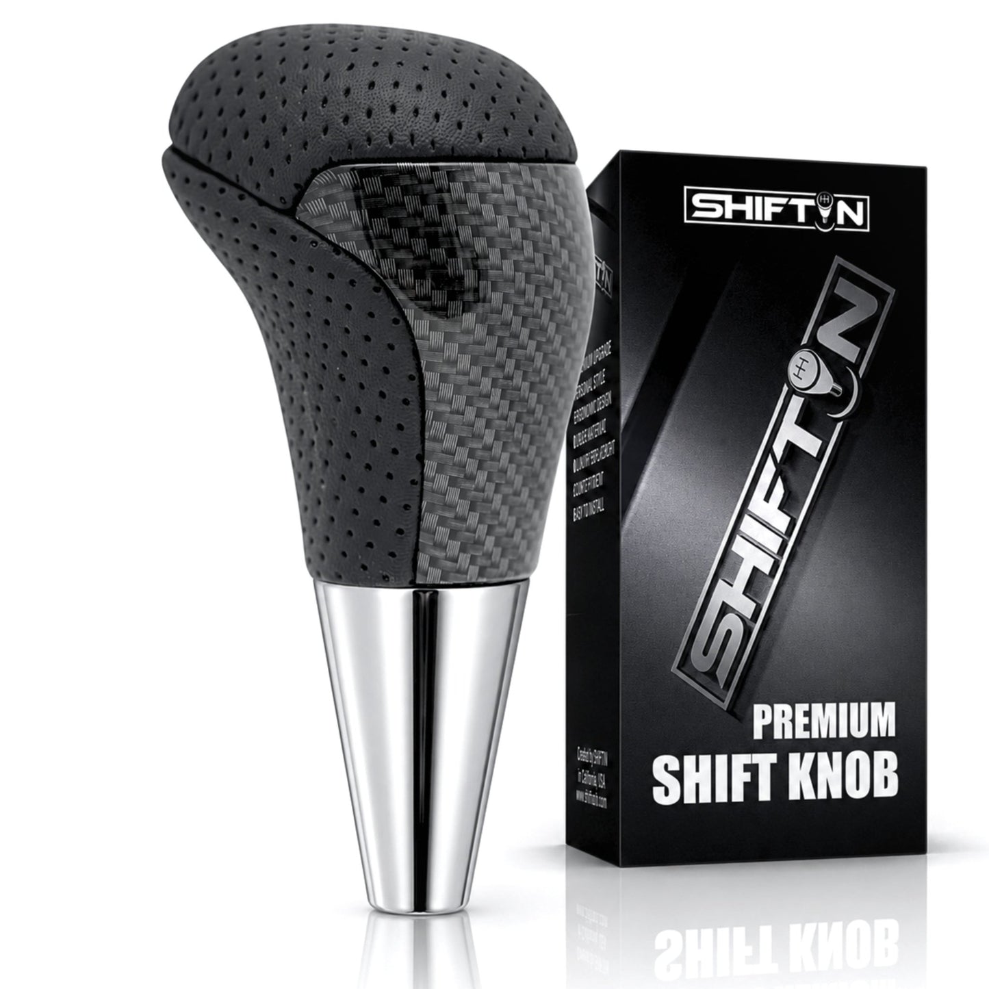 SHIFTIN-Car-Gear-Shift-Knob-Gearbox-Shifter-Head-for-Toyota-Land-Cruiser-FJ-4Runner-Sequoia-Tundra-Tacoma-Highlander-Fortuner-Hilux-Rav4-Prius-C-Lexus-LX-SUVs-Black-Leather-Carbon