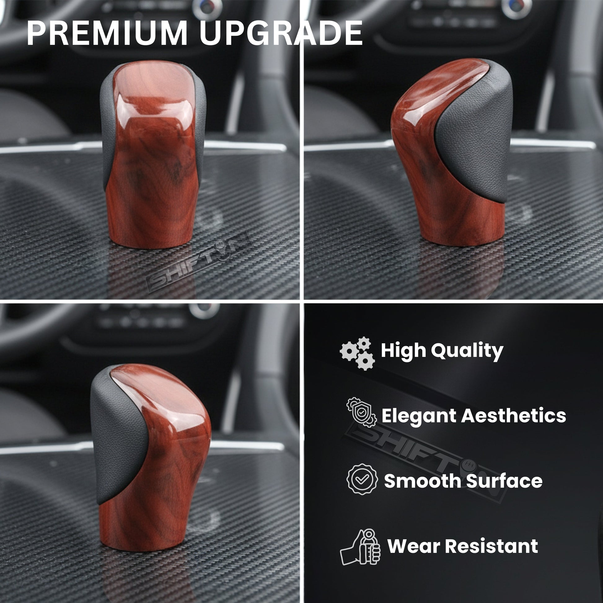 Gear Shift Knob Shifter for Lexus ES GS GX is NX RC RX 200t 300 350 3450h 450hL 350L (Black Leather/Brown Walnut Wood)