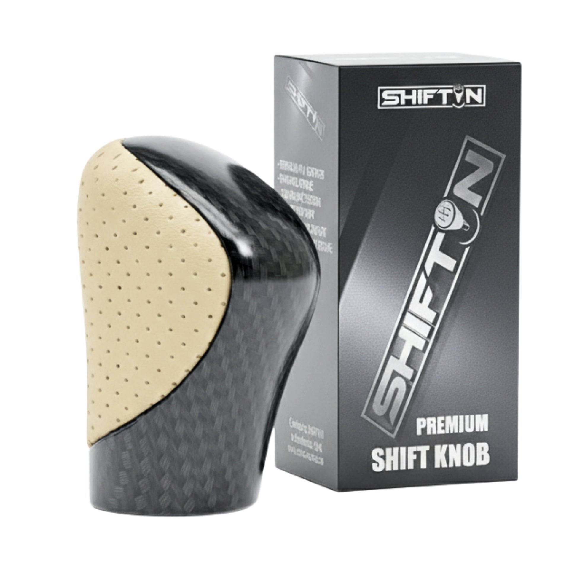 Gear Shift Knob Shifter for Lexus ES GS GX is NX RC RX 200t 300 350 3450h 450hL 350L (Beige Ivory Leather/Carbon Pattern)