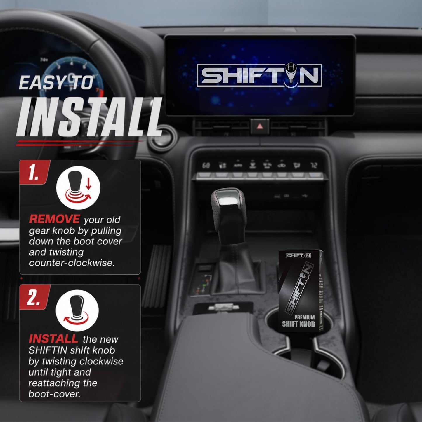 SHIFTIN Gear Shift Knob Shifter for Lexus ES GS GX-460 IS250 NX RC200t RX 300 350-h 450-hL 2014-2023 - UBPBp
