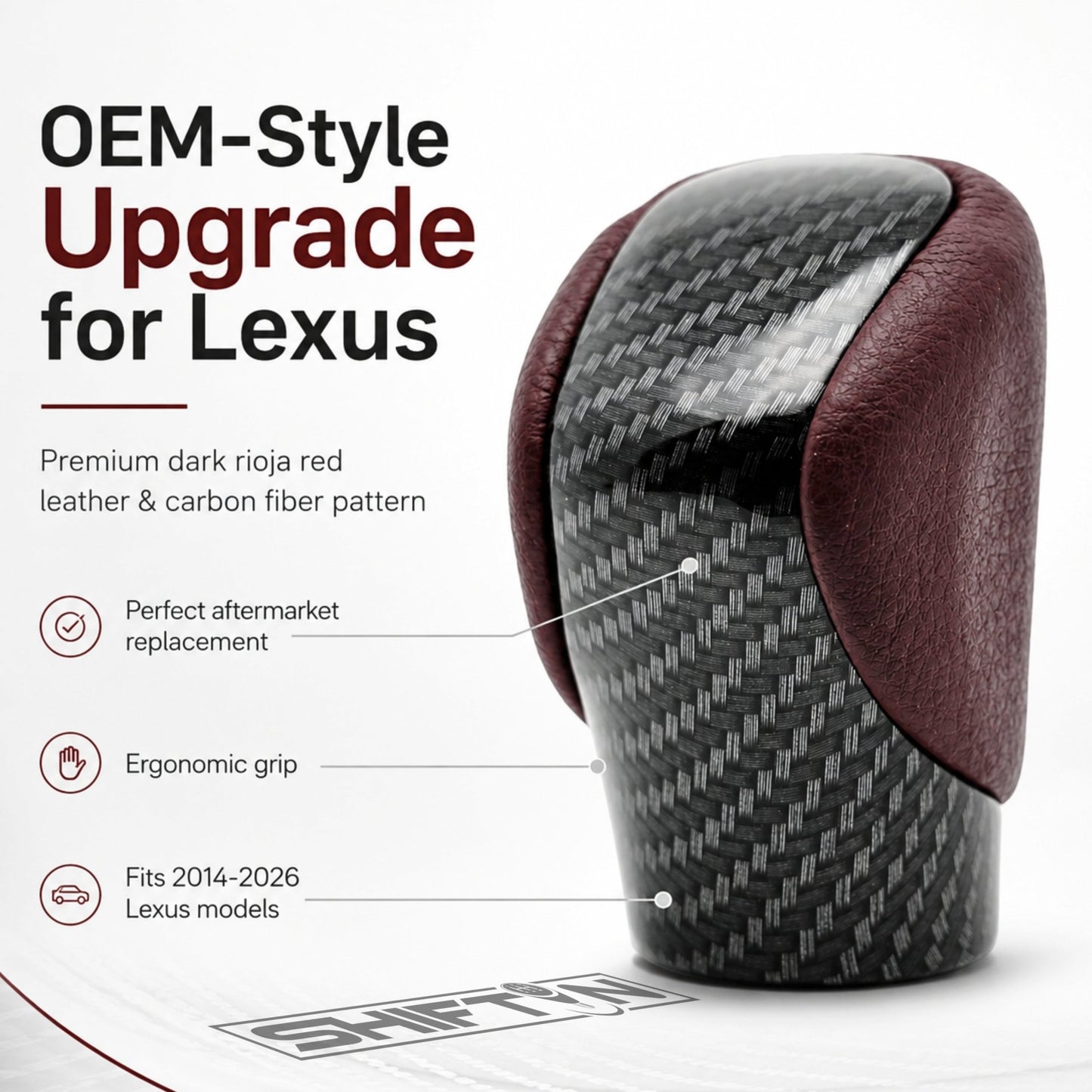 SHIFTIN Gear Shift Knob Shifter for Lexus ES GS GX-460 IS250 NX RC200t RX 300 350-h 450-hL 2014-2023 - UBrZp