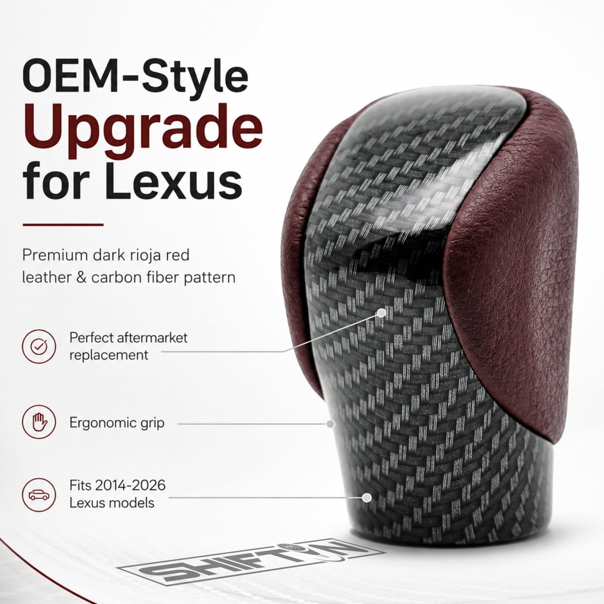 SHIFTIN Gear Shift Knob Shifter for Lexus ES GS GX-460 IS250 NX RC200t RX 300 350-h 450-hL 2014-2023 - UBrZp