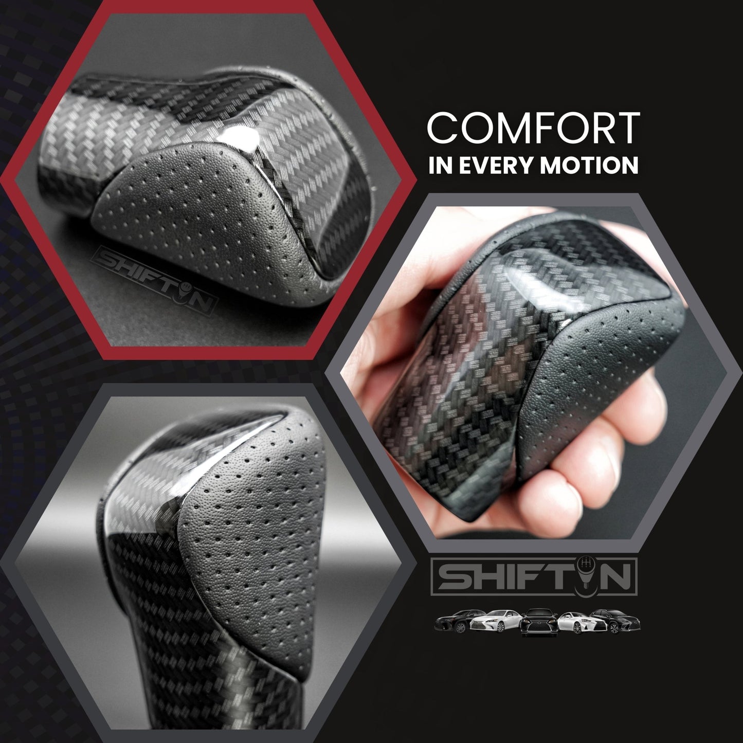 SHIFTIN Gear Shift Knob Shifter for Lexus ES GS GX-460 IS250 NX RC200t RX 300 350-h 450-hL 2014-2023 - UZZp