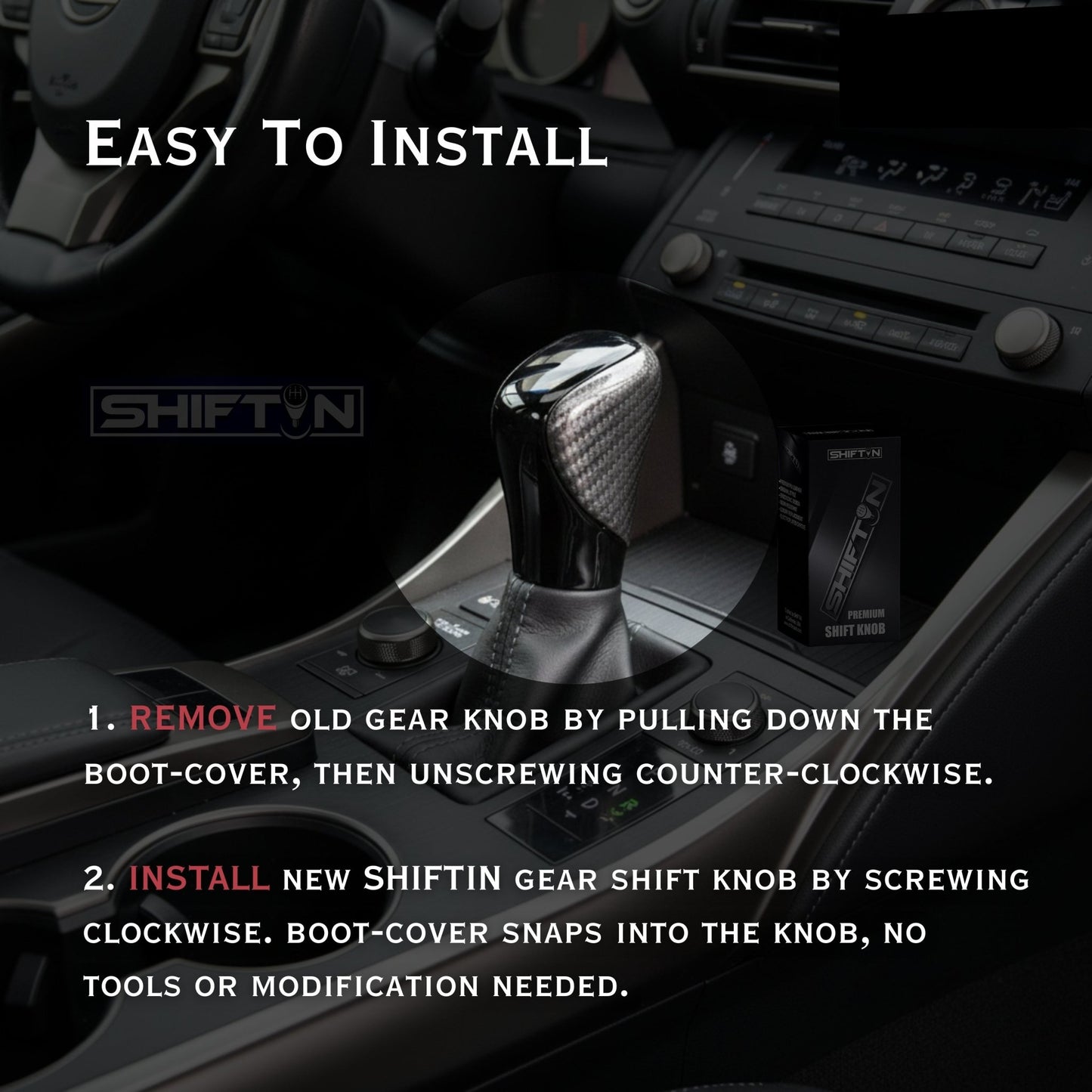 SHIFTIN Gear Shift Knob Shifter for Lexus ES GS GX-460 IS250 NX RC200t RX 300 350-h 450-hL 2014-2023 - UGzPB