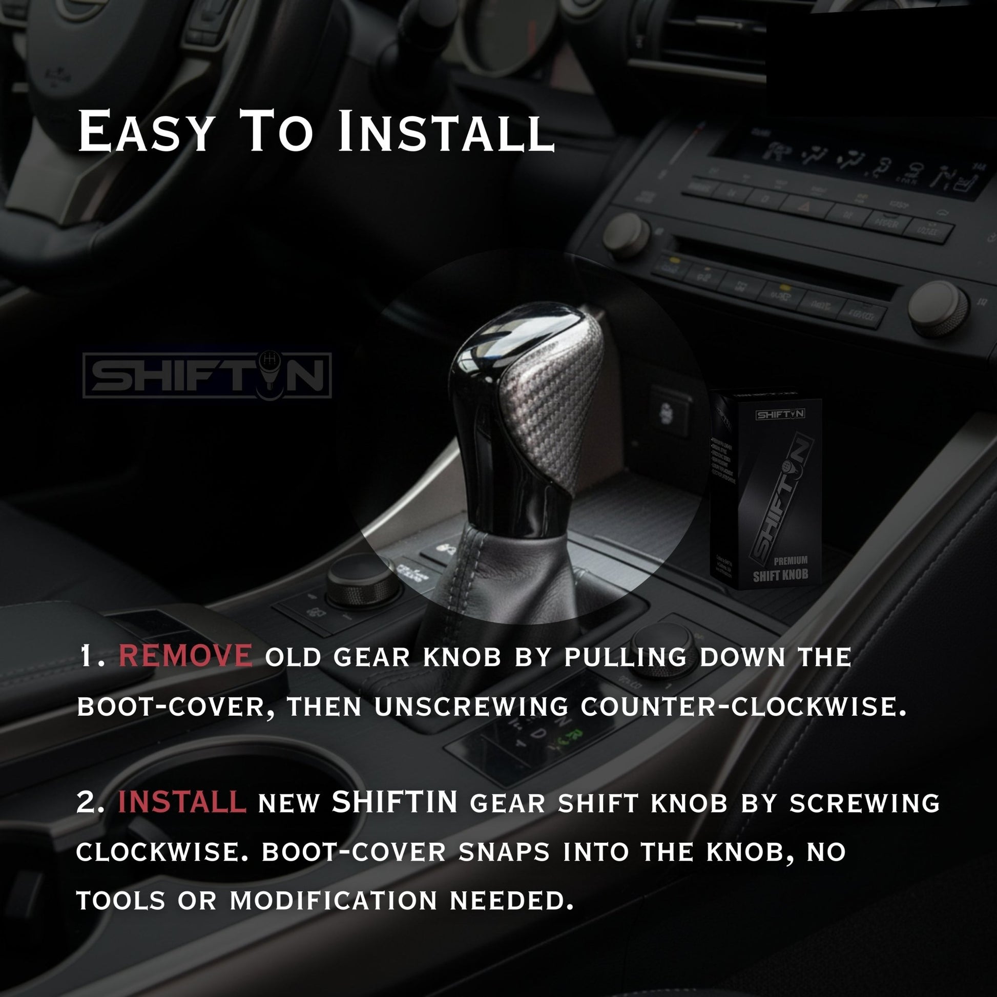 SHIFTIN Gear Shift Knob Shifter for Lexus ES GS GX-460 IS250 NX RC200t RX 300 350-h 450-hL 2014-2023 - UGzPB