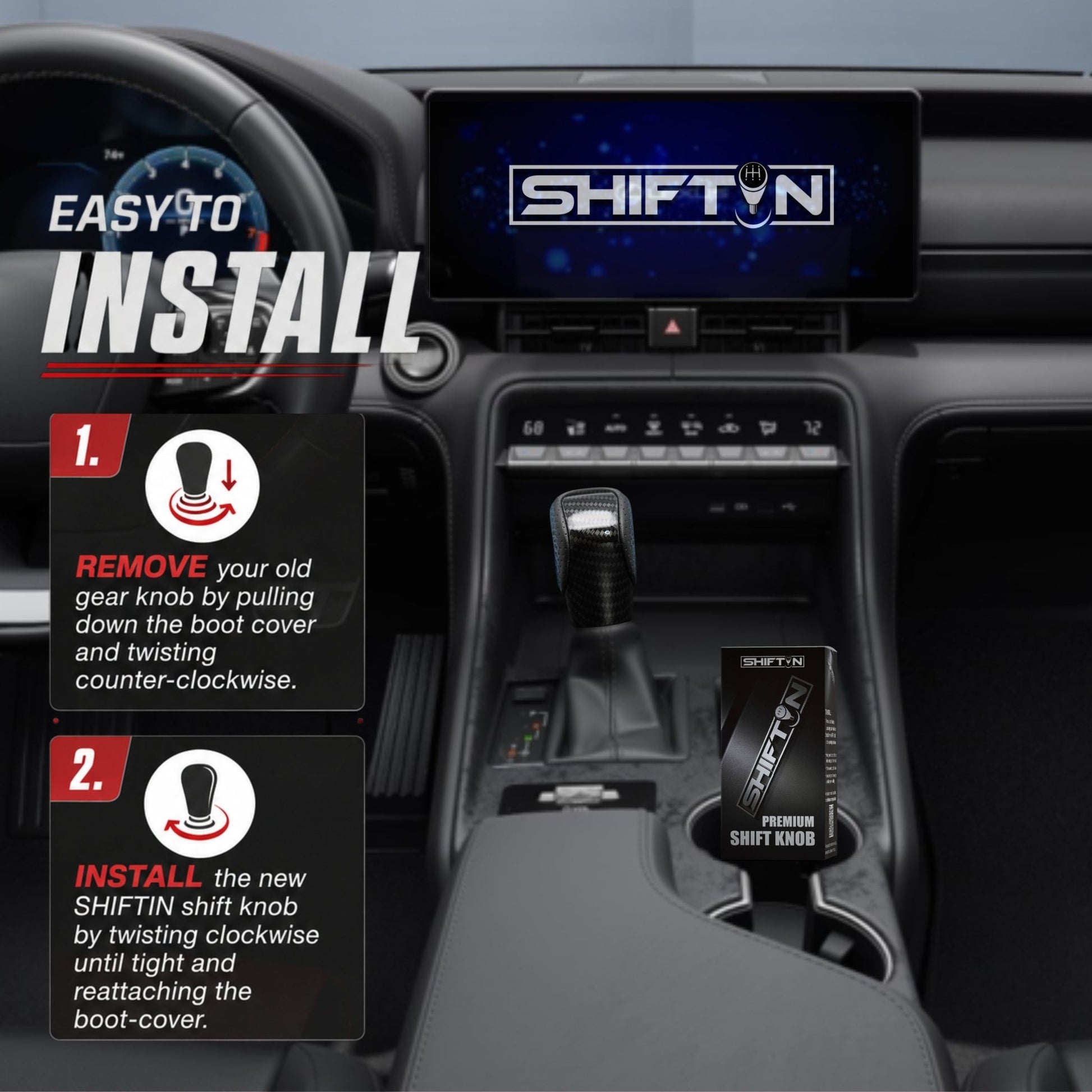 SHIFTIN Gear Shift Knob Shifter for Lexus ES GS GX-460 IS250 NX RC200t RX 300 350-h 450-hL 2014-2023 - UBUxZp