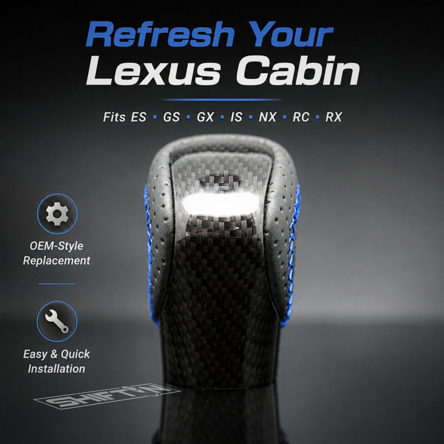SHIFTIN Gear Shift Knob Shifter for Lexus ES GS GX-460 IS250 NX RC200t RX 300 350-h 450-hL 2014-2023 - UBUxZp