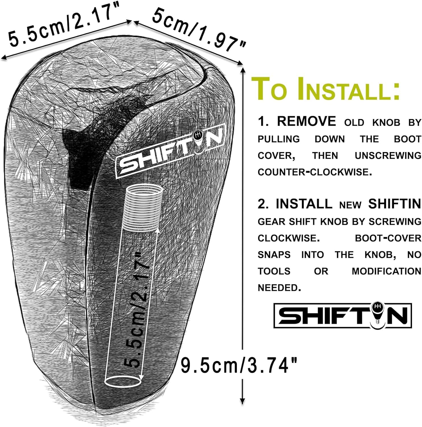 SHIFTIN Gear Shift Knob Stick Shifter for Toyota Land Cruiser LC Prado FJ - 150 KDJ155 - QRZZp - E