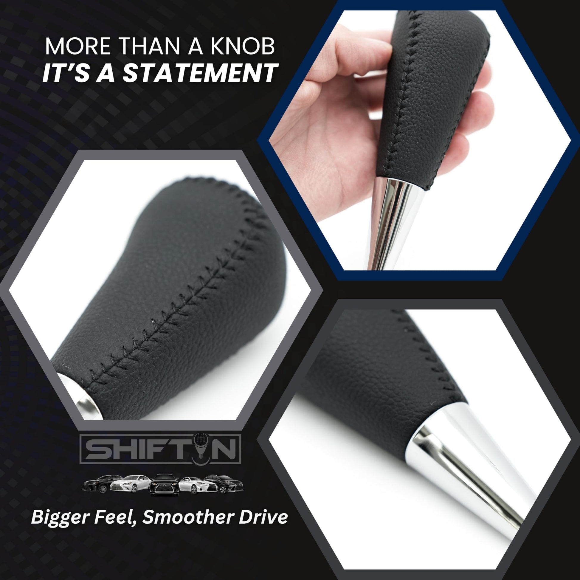 SHIFTIN Large Gear Shifter Knob Compatible with Lexus LX - 470 LX570 LS - 400 LS430 RX330 RX - 350 RX400h and Toyota, Acura, Mazda Cars - LBLT