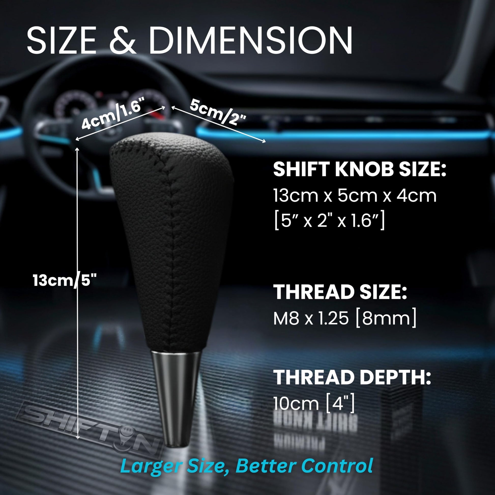 SHIFTIN Large Gear Shifter Knob Compatible with Lexus LX - 470 LX570 LS - 400 LS430 RX330 RX - 350 RX400h and Toyota, Acura, Mazda Cars - LBLT