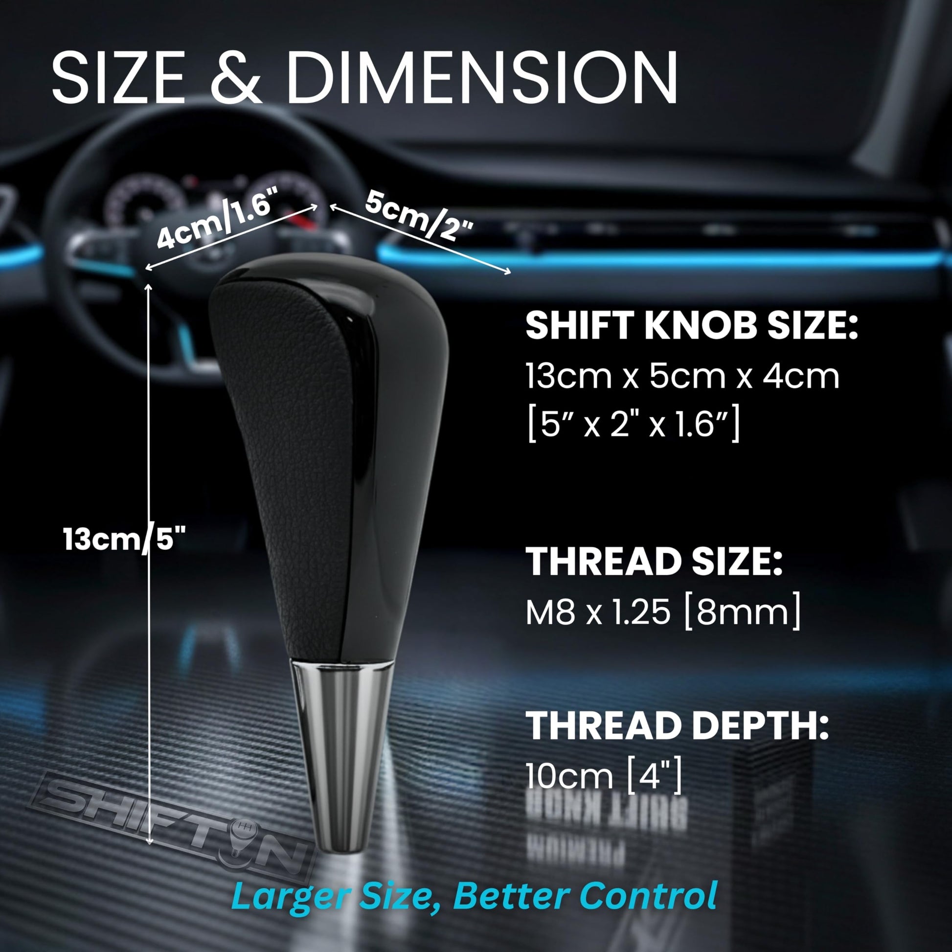 SHIFTIN Large Gear Shifter Knob Compatible with Lexus LX - 470 LX570 LS - 400 LS430 RX330 RX - 350 RX400h and Toyota, Acura, Mazda Cars - LBPB