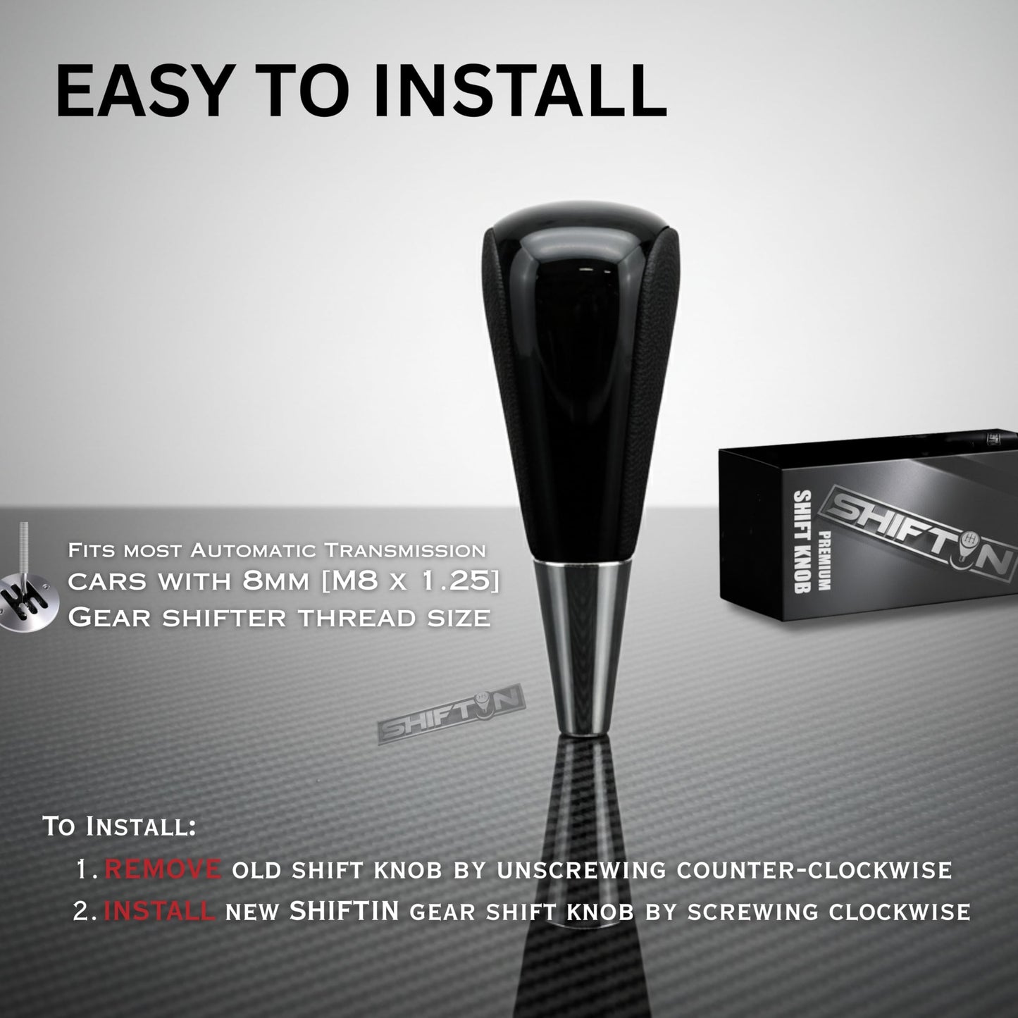 SHIFTIN Large Gear Shifter Knob Compatible with Lexus LX - 470 LX570 LS - 400 LS430 RX330 RX - 350 RX400h and Toyota, Acura, Mazda Cars - LBPB