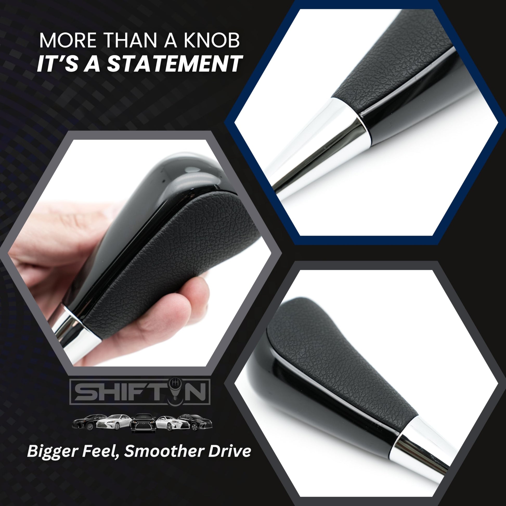 SHIFTIN Large Gear Shifter Knob Compatible with Lexus LX - 470 LX570 LS - 400 LS430 RX330 RX - 350 RX400h and Toyota, Acura, Mazda Cars - LBPB