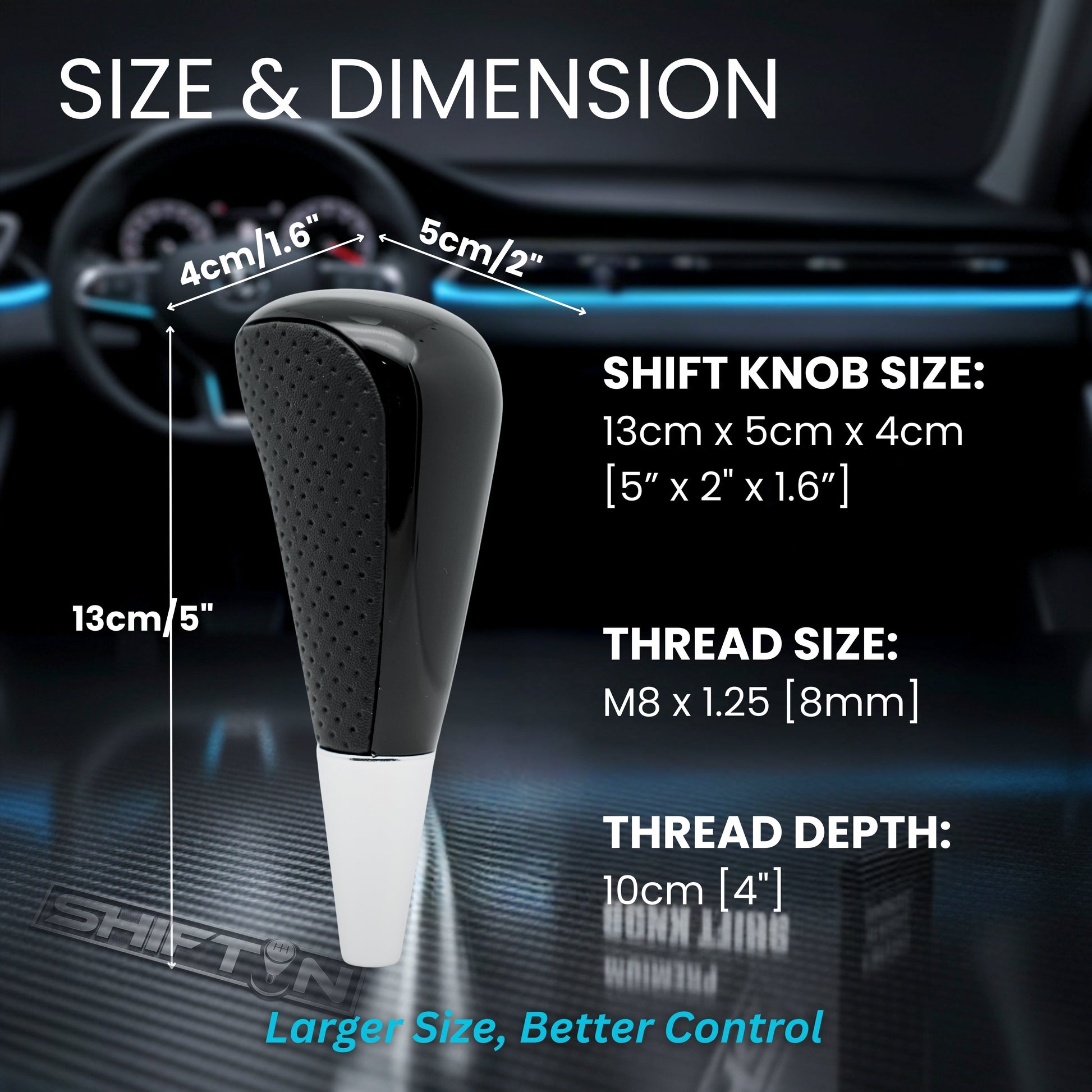 SHIFTIN Large Gear Shifter Knob Compatible with Lexus LX - 470 LX570 LS - 400 LS430 RX330 RX - 350 RX400h and Toyota, Acura, Mazda Cars - LBPBp