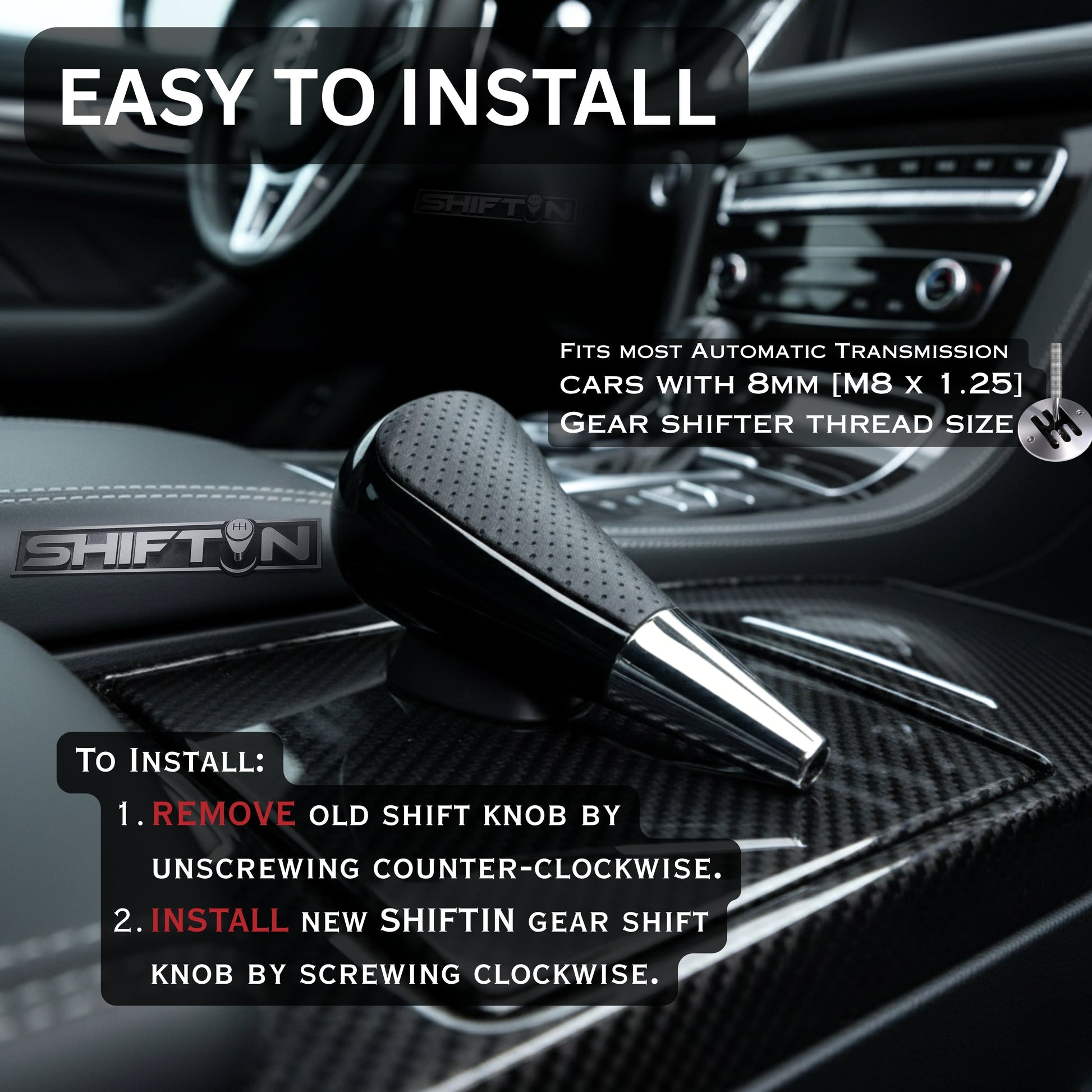 SHIFTIN Large Gear Shifter Knob Compatible with Lexus LX - 470 LX570 LS - 400 LS430 RX330 RX - 350 RX400h and Toyota, Acura, Mazda Cars - LBPBp