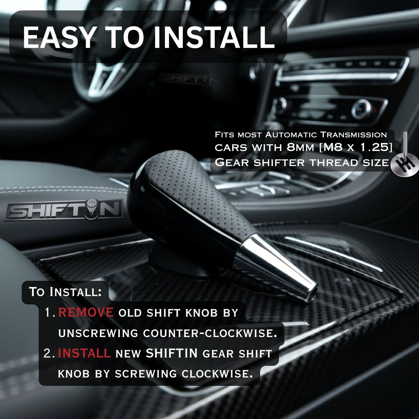 SHIFTIN Large Gear Shifter Knob Compatible with Lexus LX - 470 LX570 LS - 400 LS430 RX330 RX - 350 RX400h and Toyota, Acura, Mazda Cars - LBPBp