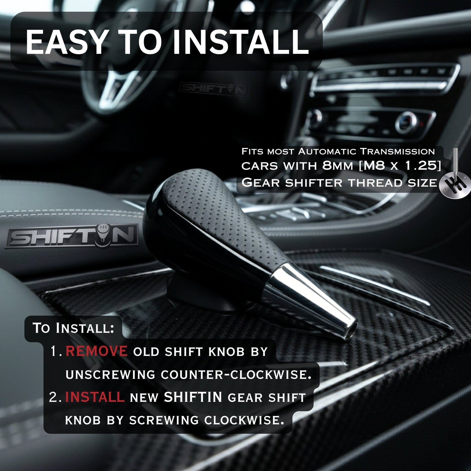 SHIFTIN Large Gear Shifter Knob Compatible with Lexus LX - 470 LX570 LS - 400 LS430 RX330 RX - 350 RX400h and Toyota, Acura, Mazda Cars - LBPBp