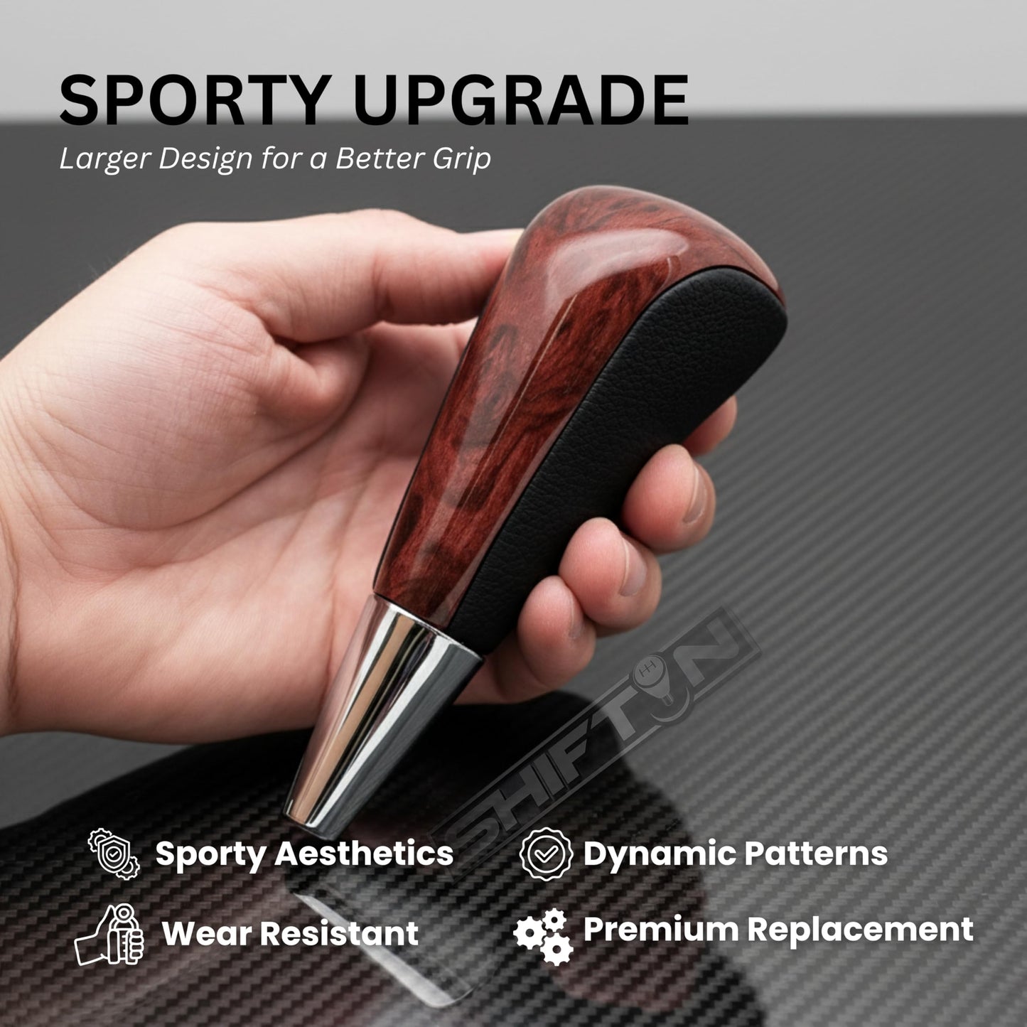 SHIFTIN Large Gear Shifter Knob Compatible with Lexus LX - 470 LX570 LS - 400 LS430 RX330 RX - 350 RX400h and Toyota, Acura, Mazda Cars - LBWD