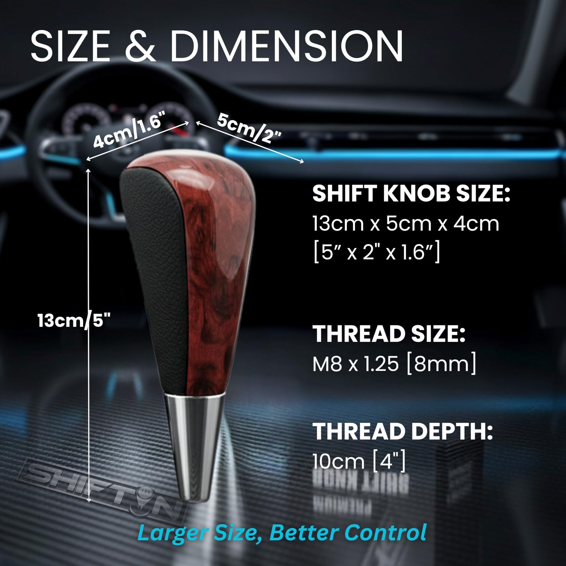 SHIFTIN Large Gear Shifter Knob Compatible with Lexus LX - 470 LX570 LS - 400 LS430 RX330 RX - 350 RX400h and Toyota, Acura, Mazda Cars - LBWD