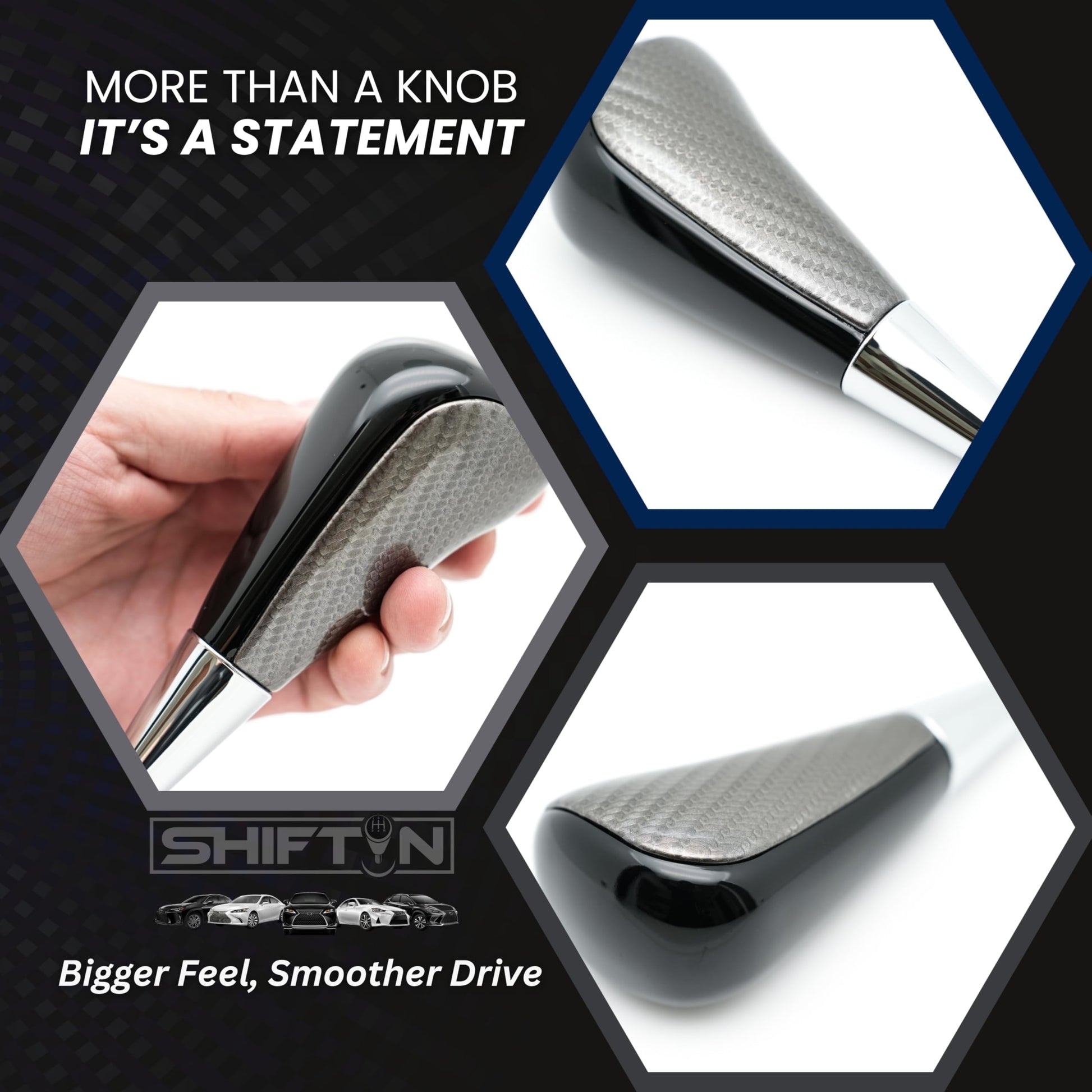 SHIFTIN Large Gear Shifter Knob Compatible with Lexus LX - 470 LX570 LS - 400 LS430 RX330 RX - 350 RX400h and Toyota, Acura, Mazda Cars - LBZPB
