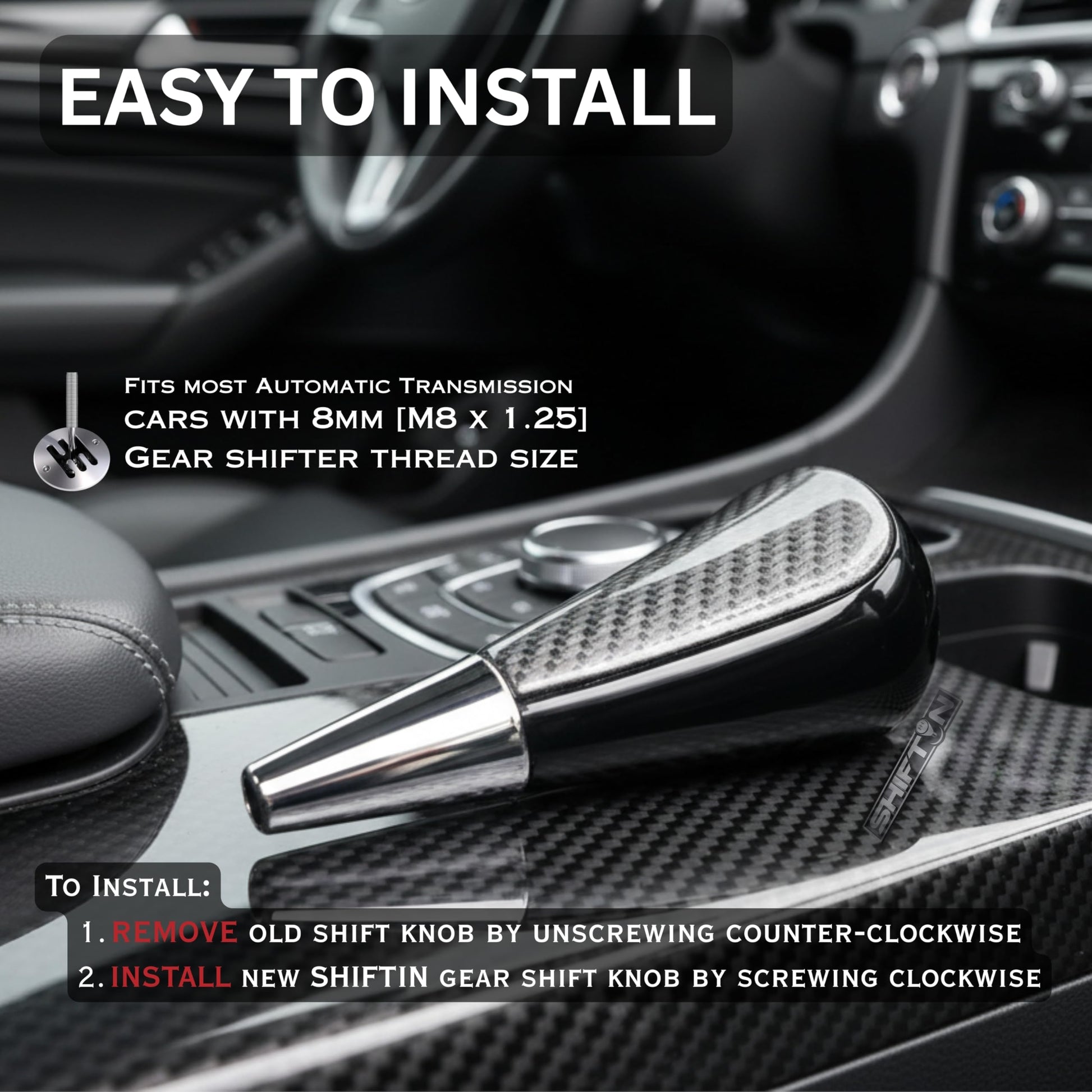 SHIFTIN Large Gear Shifter Knob Compatible with Lexus LX - 470 LX570 LS - 400 LS430 RX330 RX - 350 RX400h and Toyota, Acura, Mazda Cars - LBZPB