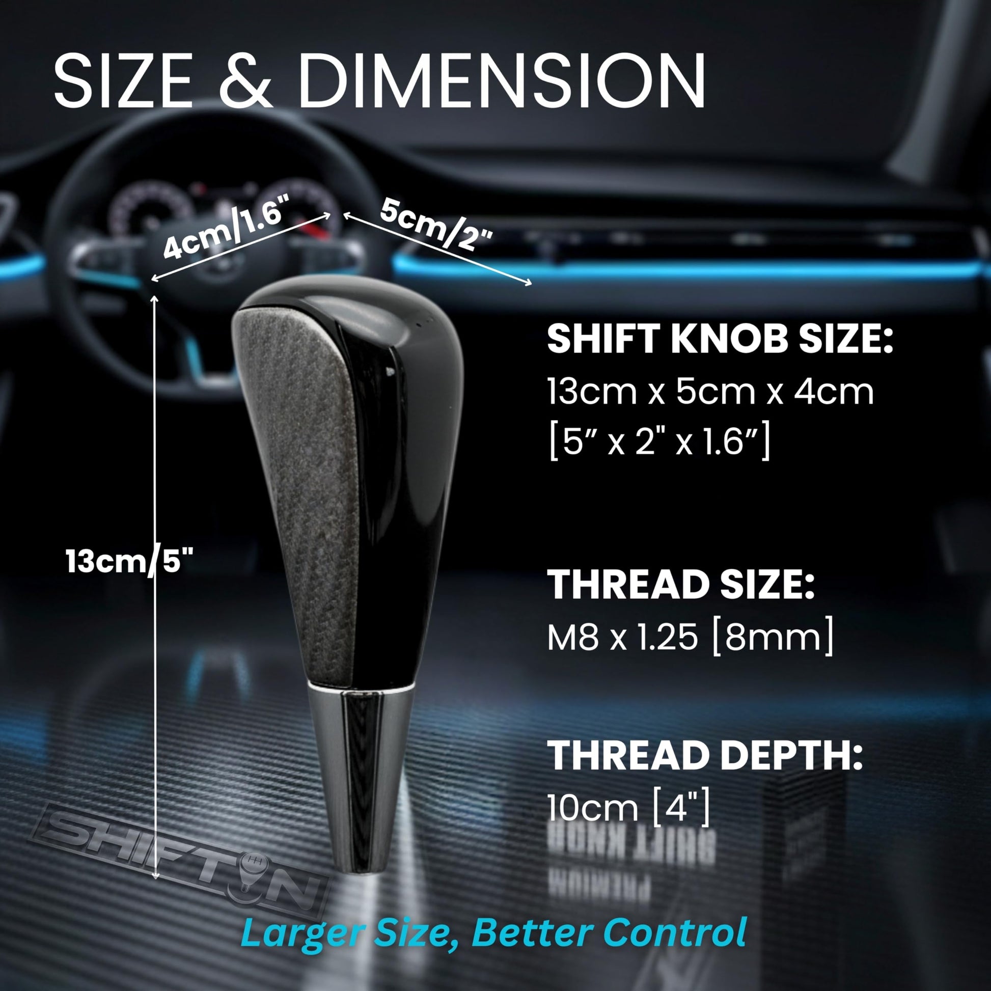 SHIFTIN Large Gear Shifter Knob Compatible with Lexus LX - 470 LX570 LS - 400 LS430 RX330 RX - 350 RX400h and Toyota, Acura, Mazda Cars - LBZPB