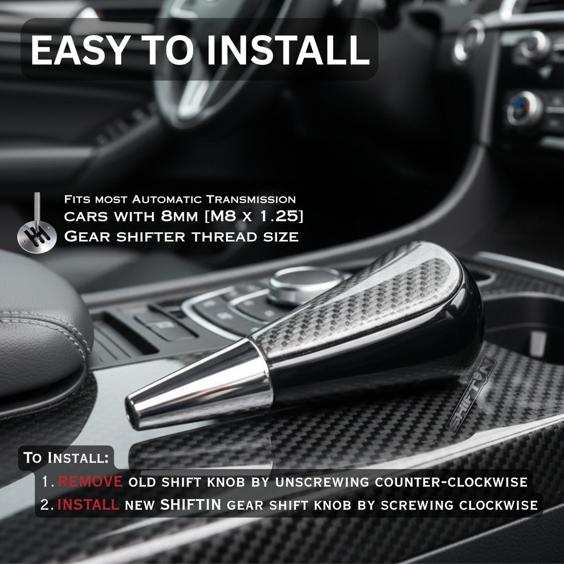 SHIFTIN Large Gear Shifter Knob Compatible with Lexus LX - 470 LX570 LS - 400 LS430 RX330 RX - 350 RX400h and Toyota, Acura, Mazda Cars - LBZPB