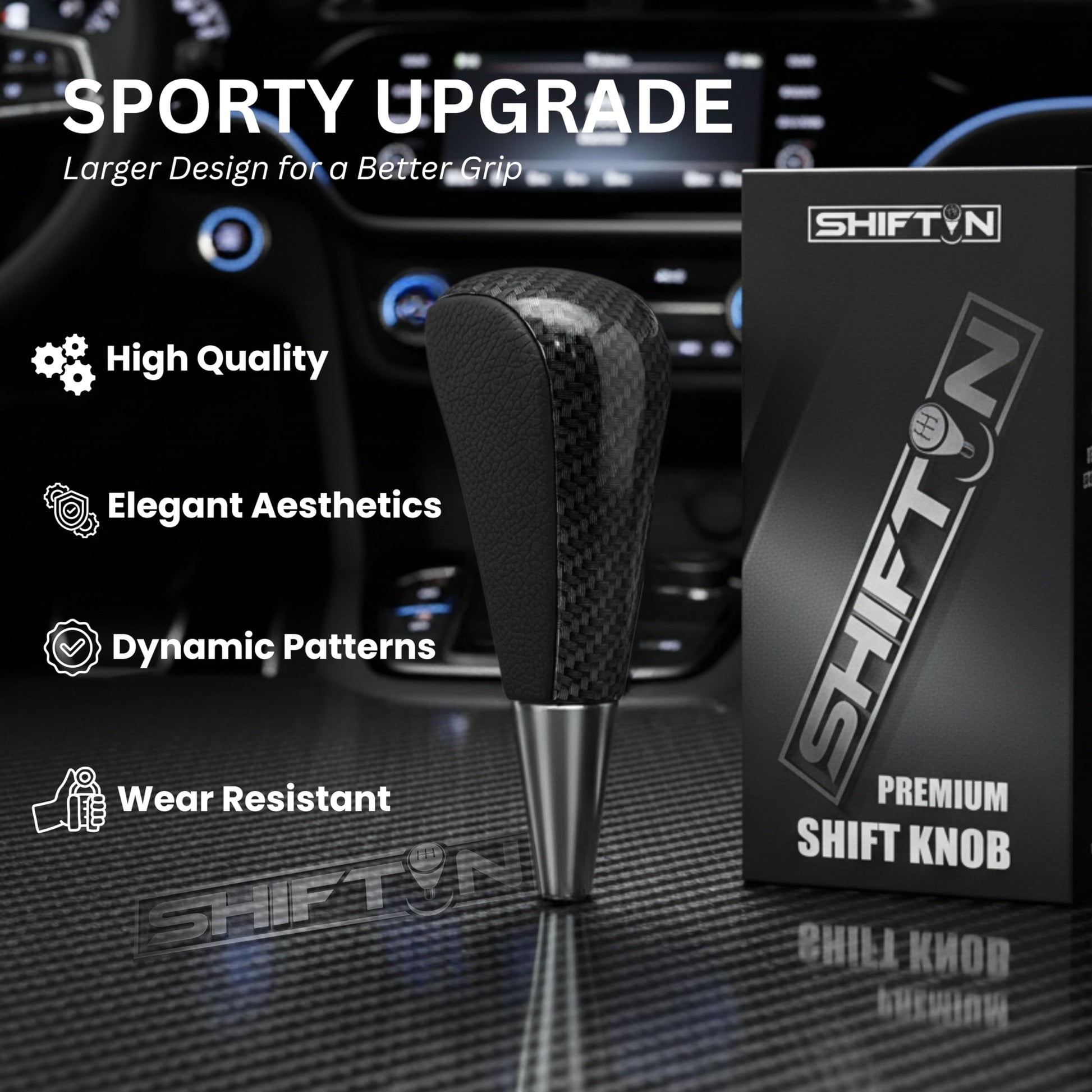 SHIFTIN Large Gear Shifter Knob Compatible with Lexus LX - 470 LX570 LS - 400 LS430 RX330 RX - 350 RX400h and Toyota, Acura, Mazda Cars - LBZZ