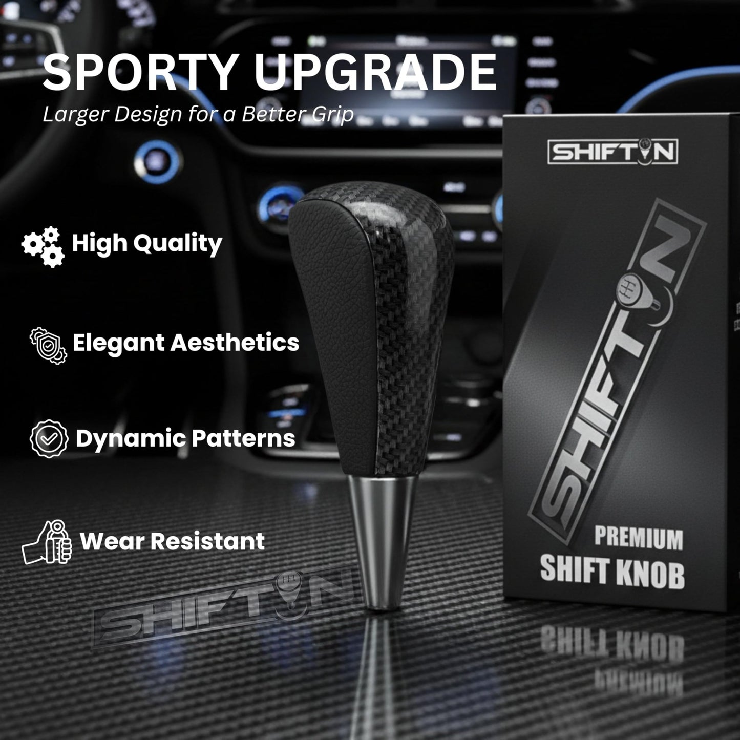 SHIFTIN Large Gear Shifter Knob Compatible with Lexus LX - 470 LX570 LS - 400 LS430 RX330 RX - 350 RX400h and Toyota, Acura, Mazda Cars - LBZZ