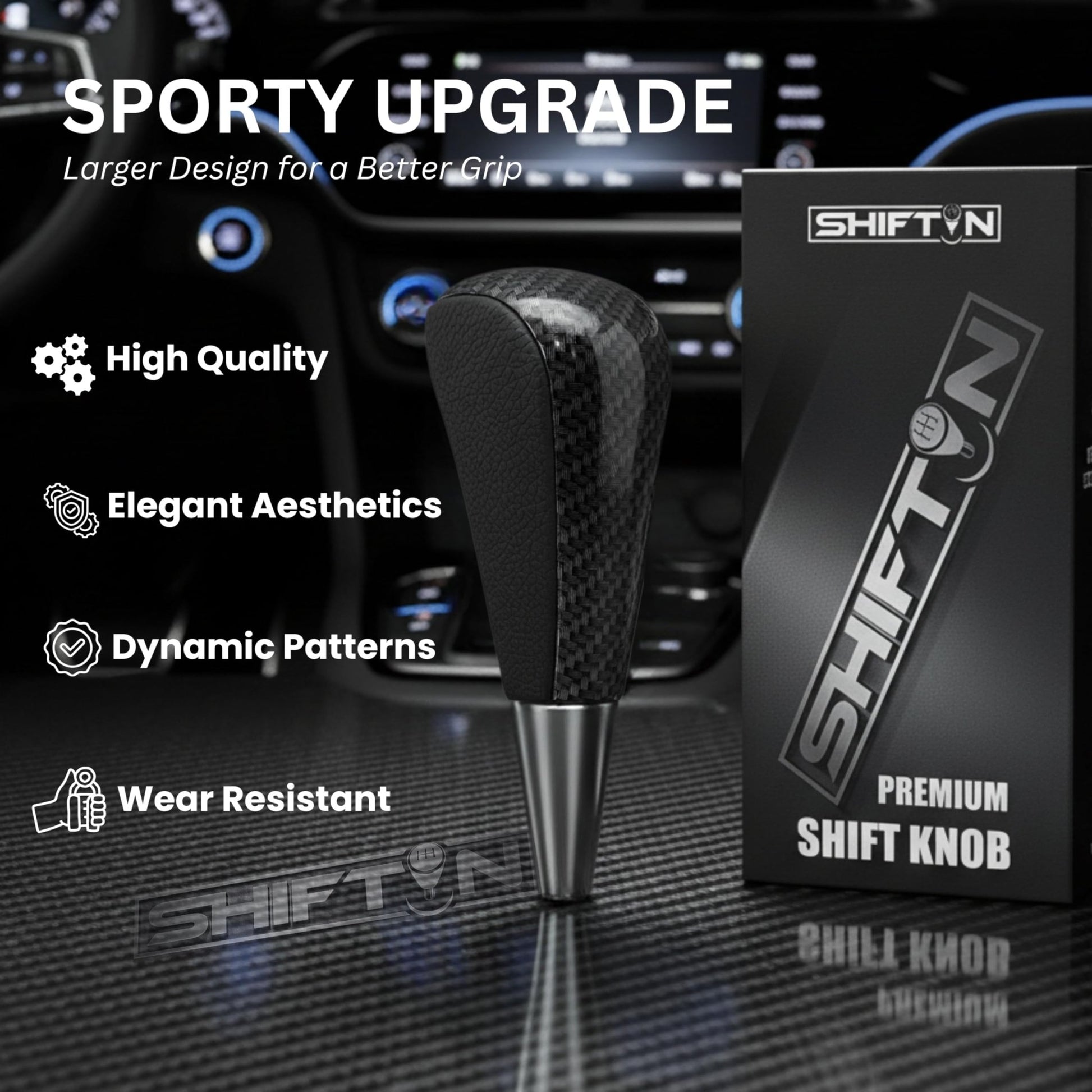 SHIFTIN Large Gear Shifter Knob Compatible with Lexus LX - 470 LX570 LS - 400 LS430 RX330 RX - 350 RX400h and Toyota, Acura, Mazda Cars - LBZZ