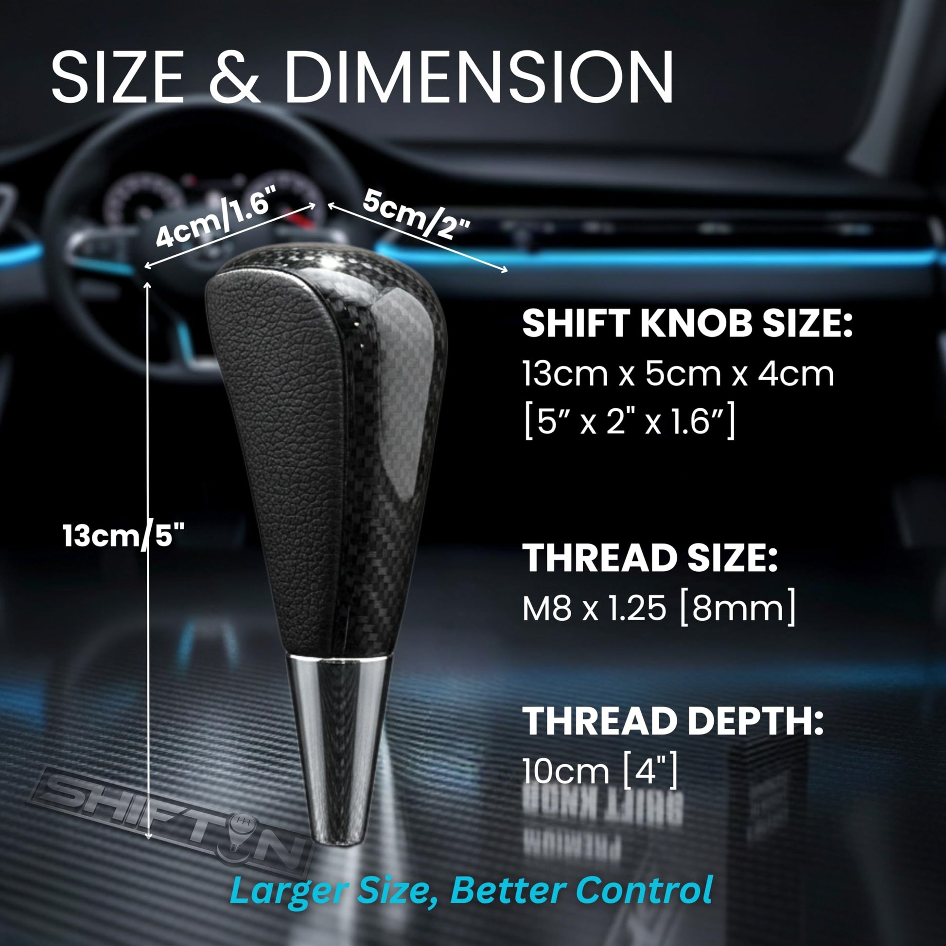 SHIFTIN Large Gear Shifter Knob Compatible with Lexus LX - 470 LX570 LS - 400 LS430 RX330 RX - 350 RX400h and Toyota, Acura, Mazda Cars - LBZZ