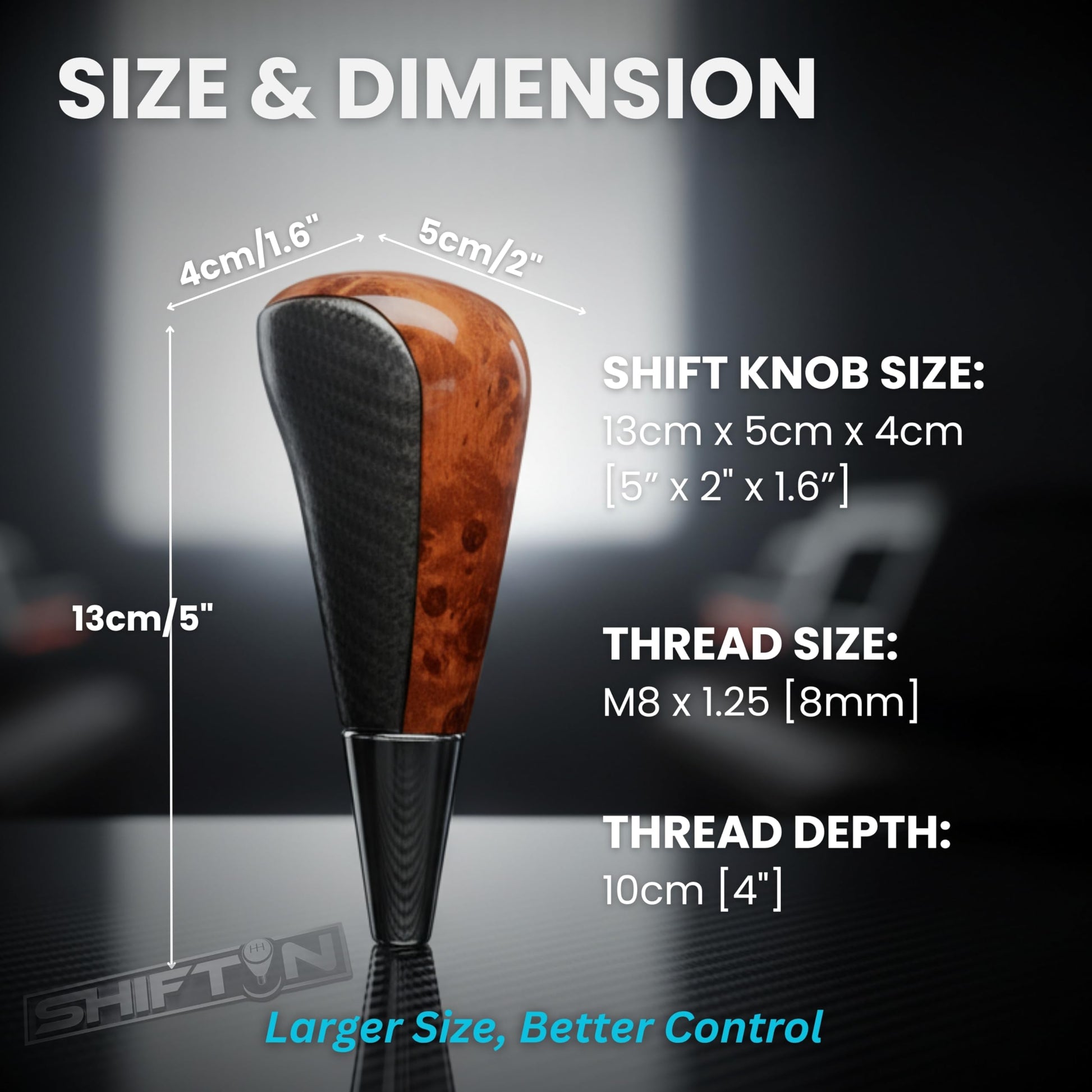 SHIFTIN Large Gear Shifter Knob Compatible with Lexus LX - 470 LX570 LS - 400 LS430 RX330 RX - 350 RX400h and Toyota, Acura, Mazda Cars - LGZ16