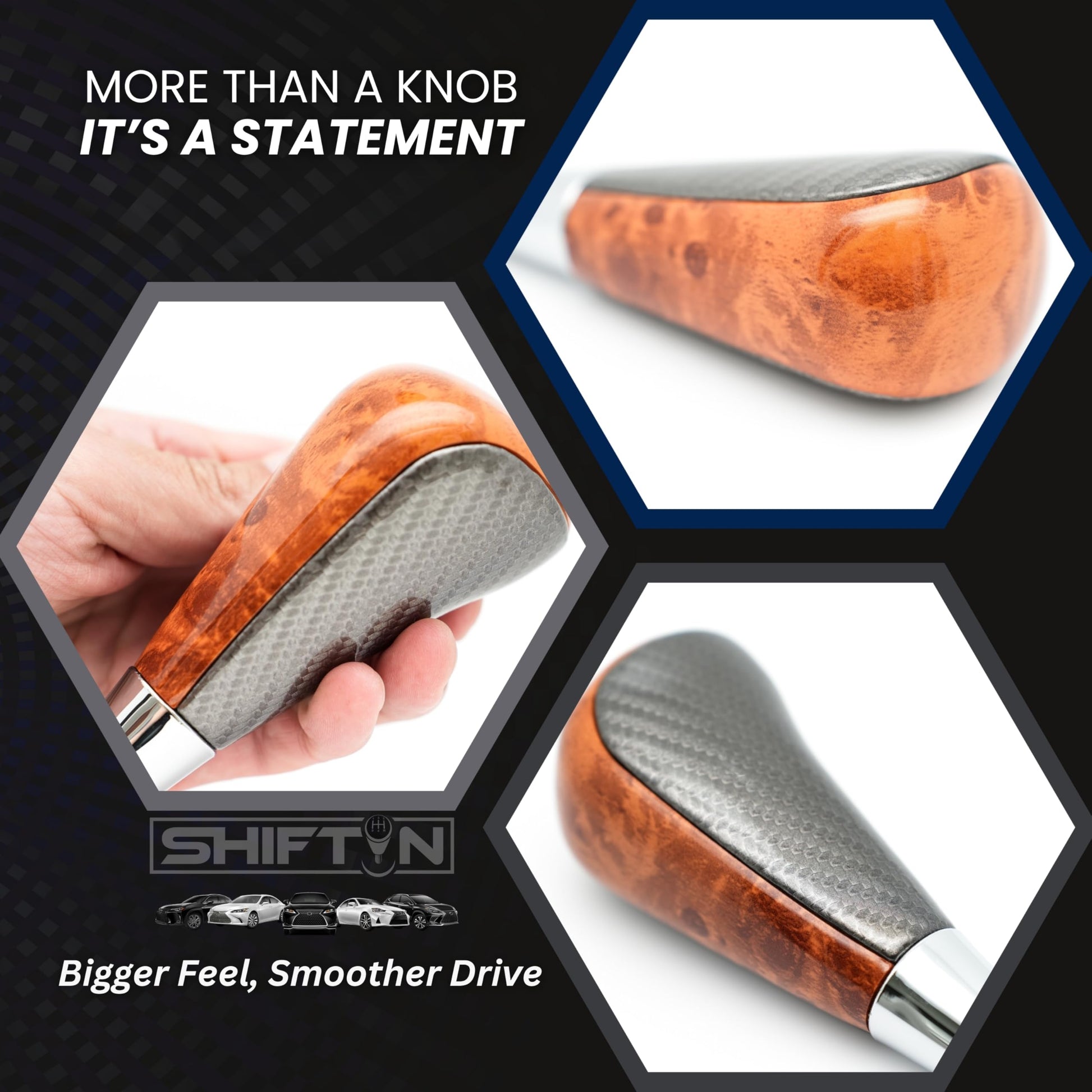 SHIFTIN Large Gear Shifter Knob Compatible with Lexus LX - 470 LX570 LS - 400 LS430 RX330 RX - 350 RX400h and Toyota, Acura, Mazda Cars - LGZ16