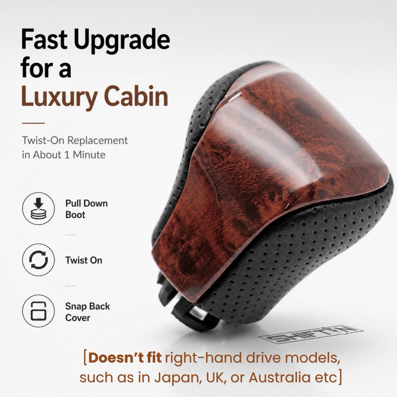 SHIFTIN Leather & Carbon Fiber Gear Shift Knob for Lexus LS460 F-Sport LS-460-L LS600 LS-600h-L and Lexus LX570 LX 570 - MBWD