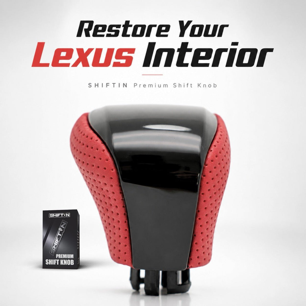 SHIFTIN Leather & Carbon Fiber Gear Shift Knob for Lexus LS460 F-Sport LS-460-L LS600 LS-600h-L and Lexus LX570 LX 570 - MRPBp