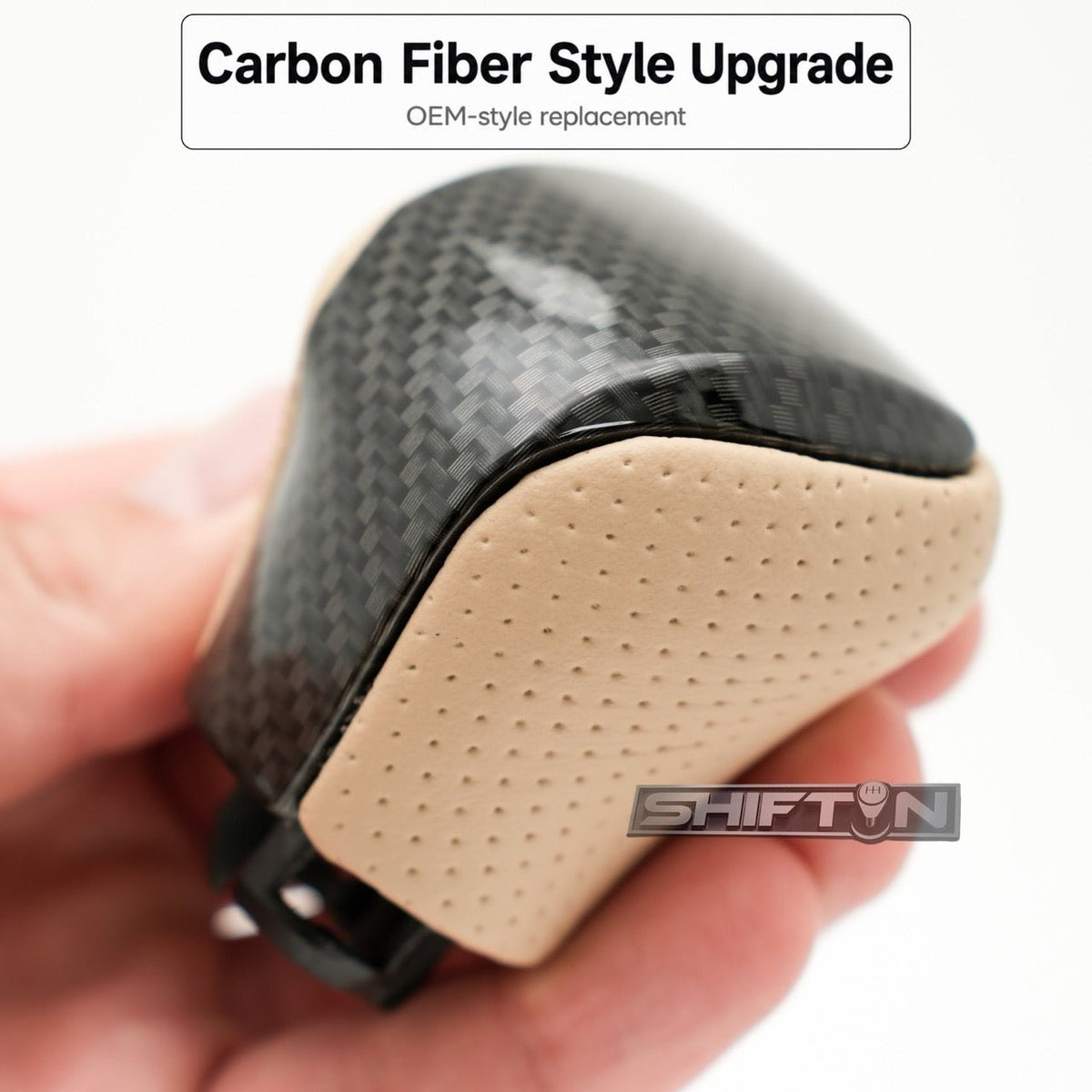 SHIFTIN Leather & Carbon Fiber Gear Shift Knob for Lexus LS460 F-Sport LS-460-L LS600 LS-600h-L and Lexus LX570 LX 570 - MTZZ