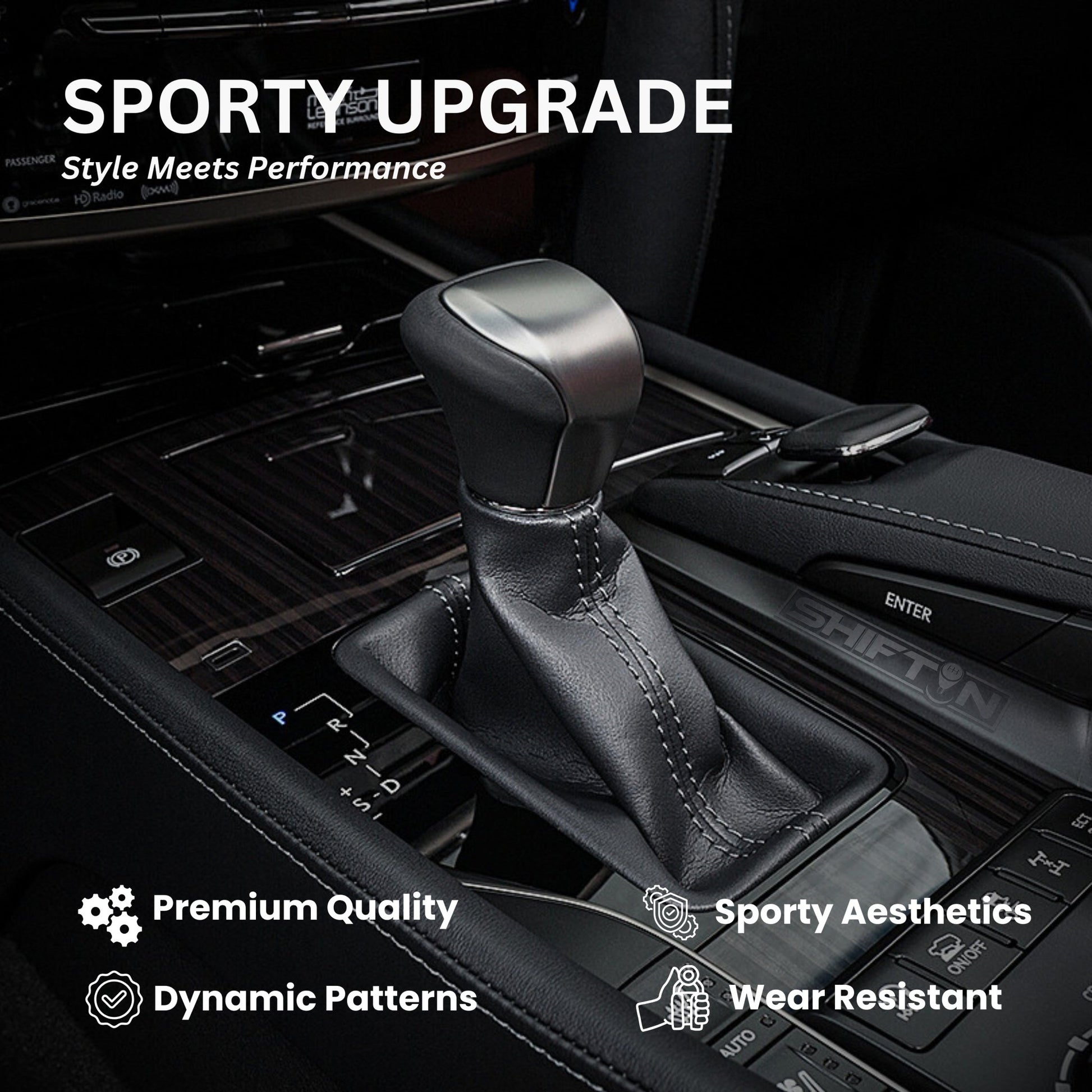 SHIFTIN Leather & Carbon Fiber Gear Shift Knob for Lexus LS460 F - Sport LS - 460 - L LS600 LS - 600h - L and Lexus LX570 LX 570 - M234p