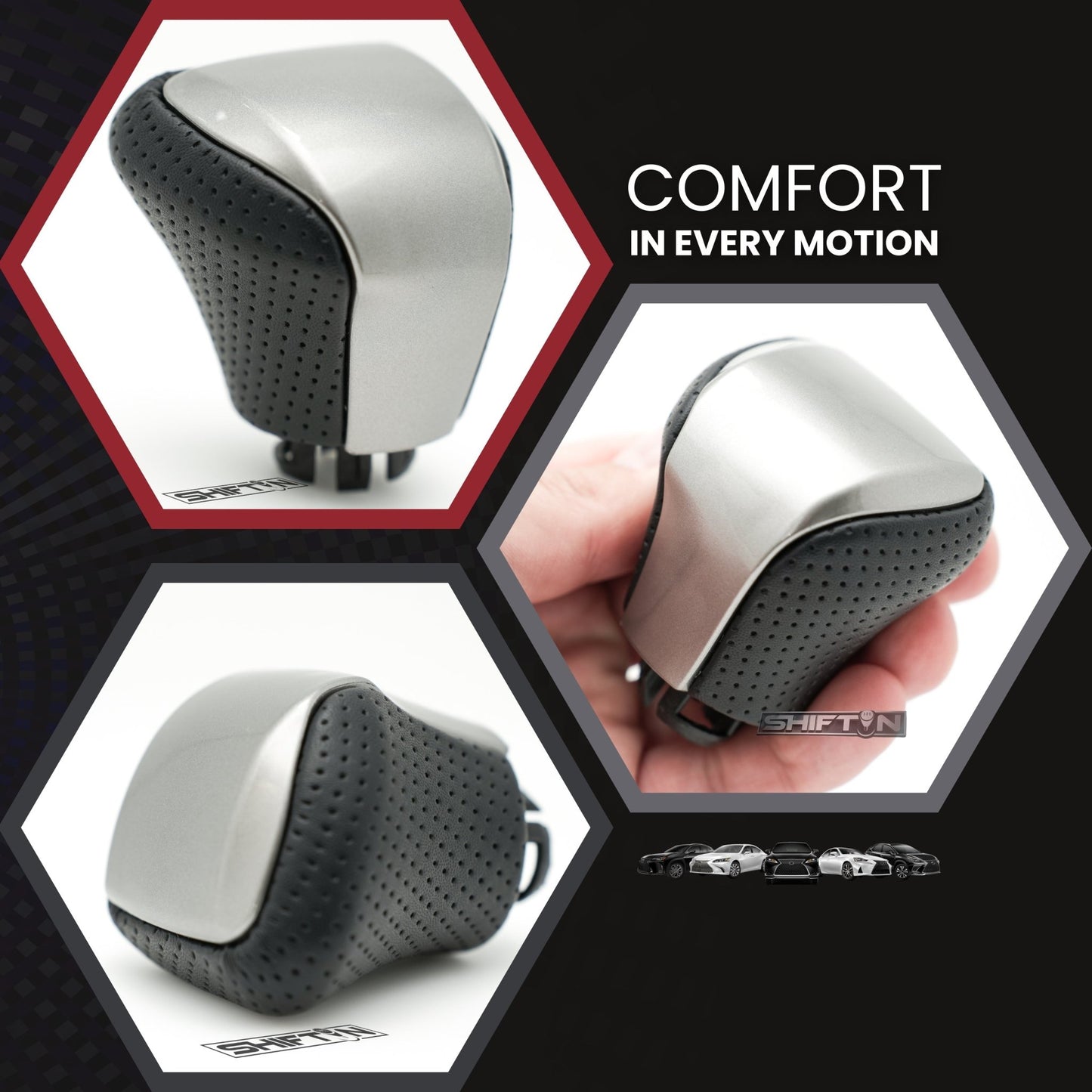 SHIFTIN Leather & Carbon Fiber Gear Shift Knob for Lexus LS460 F - Sport LS - 460 - L LS600 LS - 600h - L and Lexus LX570 LX 570 - M234p