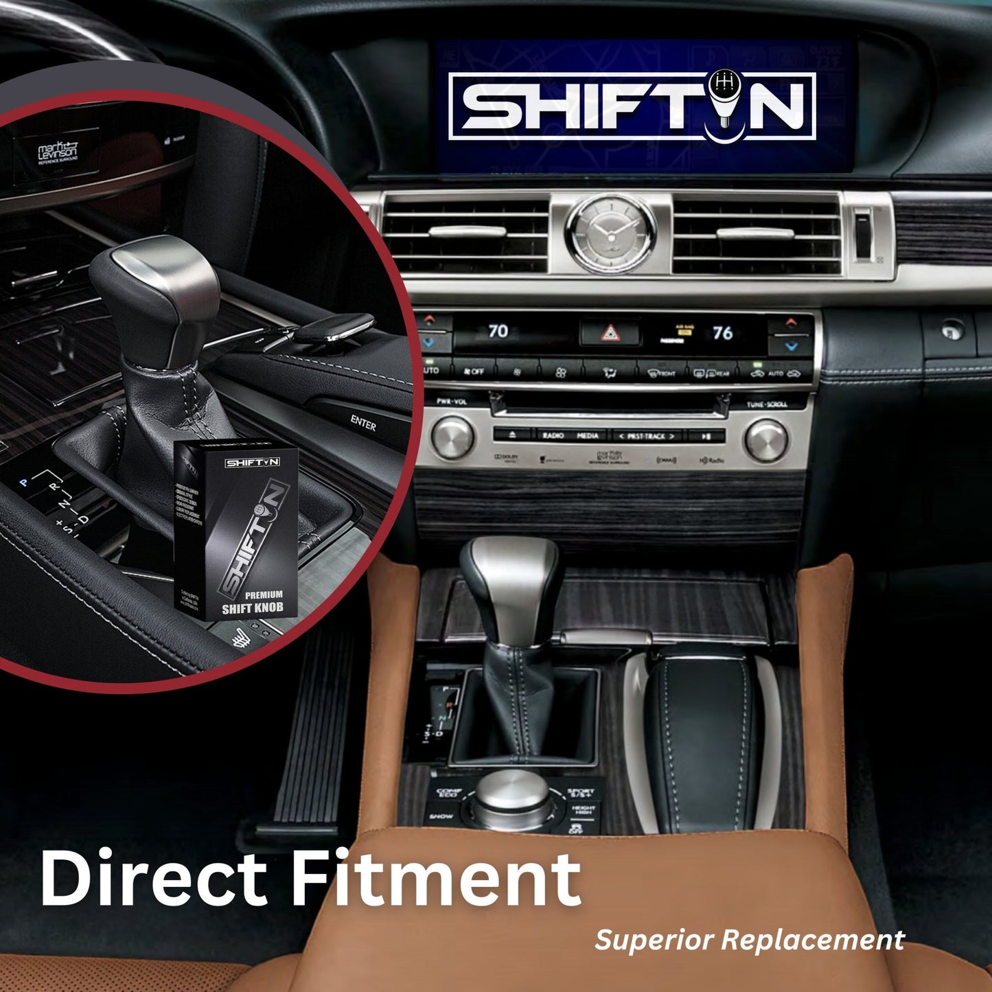SHIFTIN Leather & Carbon Fiber Gear Shift Knob for Lexus LS460 F - Sport LS - 460 - L LS600 LS - 600h - L and Lexus LX570 LX 570 - M234p