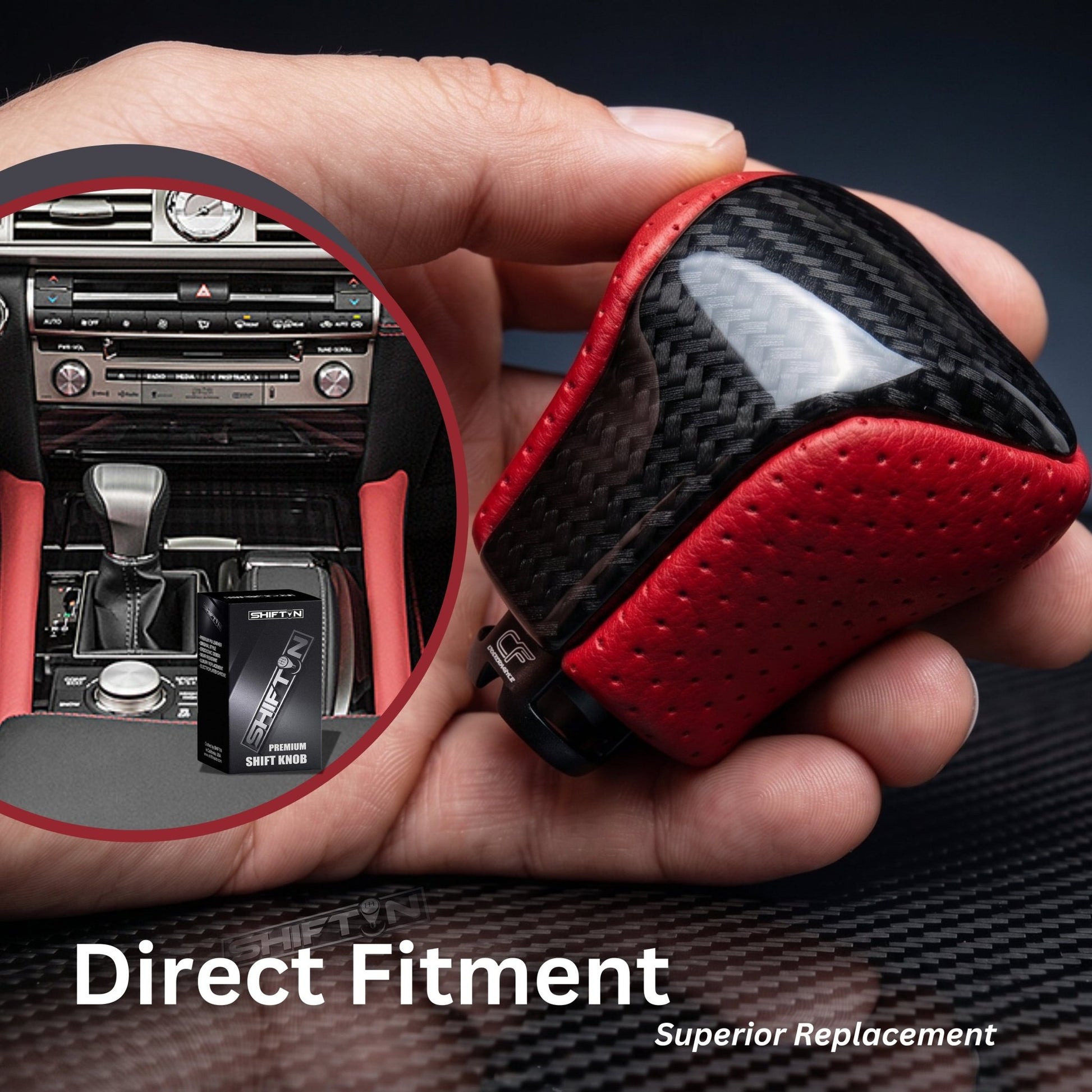 SHIFTIN Leather & Carbon Fiber Gear Shift Knob for Lexus LS460 F - Sport LS - 460 - L LS600 LS - 600h - L and Lexus LX570 LX 570 - MRZp