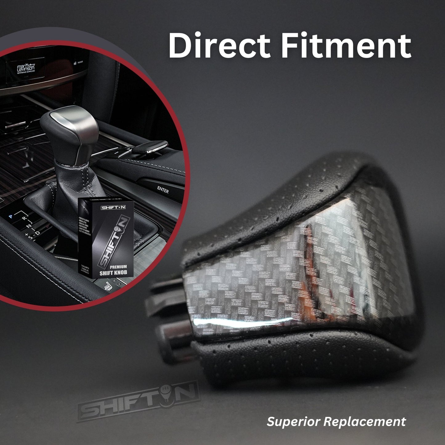 SHIFTIN Leather & Carbon Fiber Gear Shift Knob for Lexus LS460 F - Sport LS - 460 - L LS600 LS - 600h - L and Lexus LX570 LX 570 - MZZp