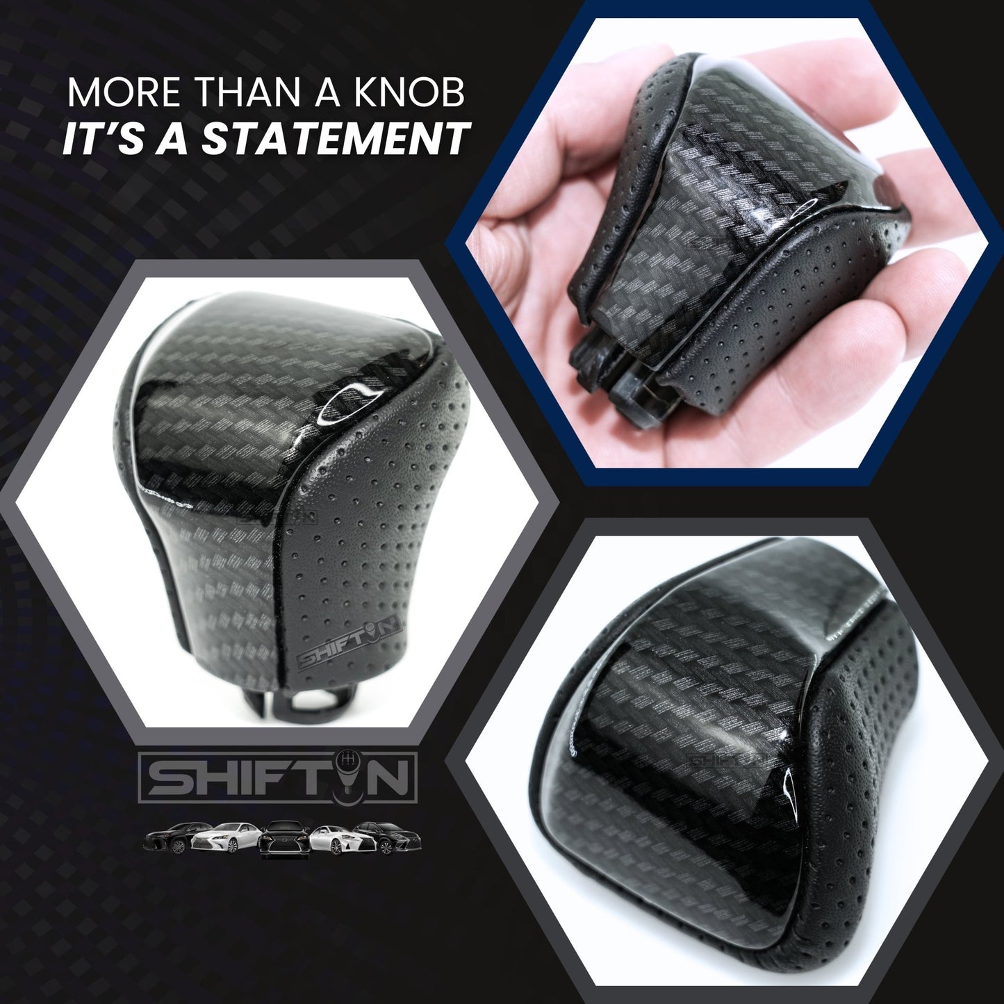 SHIFTIN Leather & Carbon Fiber Gear Shift Knob for Lexus LS460 F - Sport LS - 460 - L LS600 LS - 600h - L and Lexus LX570 LX 570 - MZZp