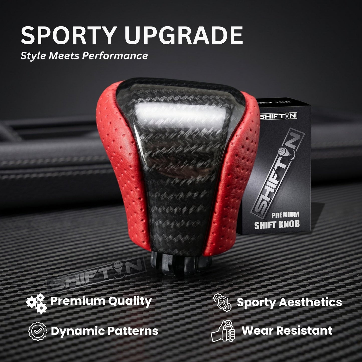 SHIFTIN Leather & Carbon Fiber Gear Shift Knob for Lexus LS460 F - Sport LS - 460 - L LS600 LS - 600h - L and Lexus LX570 LX 570 - MRZp