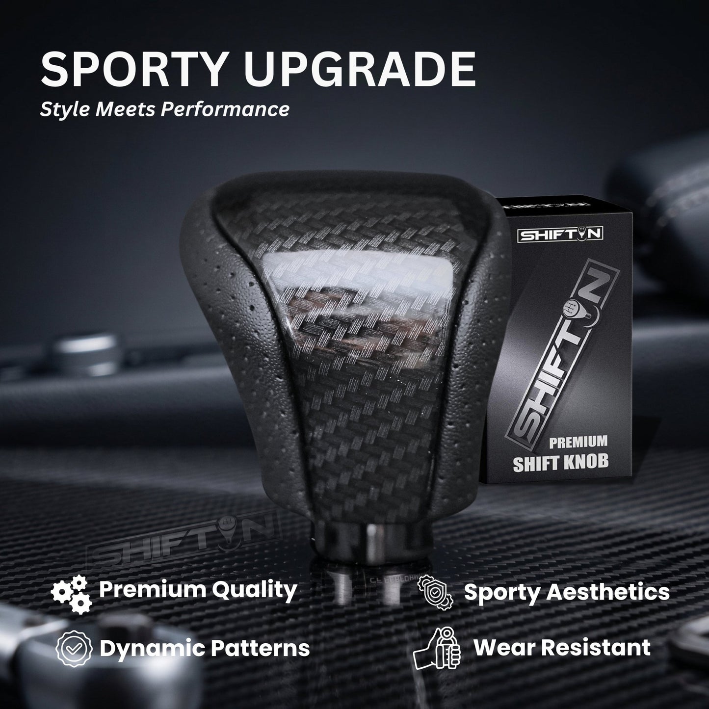 SHIFTIN Leather & Carbon Fiber Gear Shift Knob for Lexus LS460 F - Sport LS - 460 - L LS600 LS - 600h - L and Lexus LX570 LX 570 - MZZp